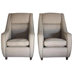 Pair of 1950s Italian Upholstered Armchairs