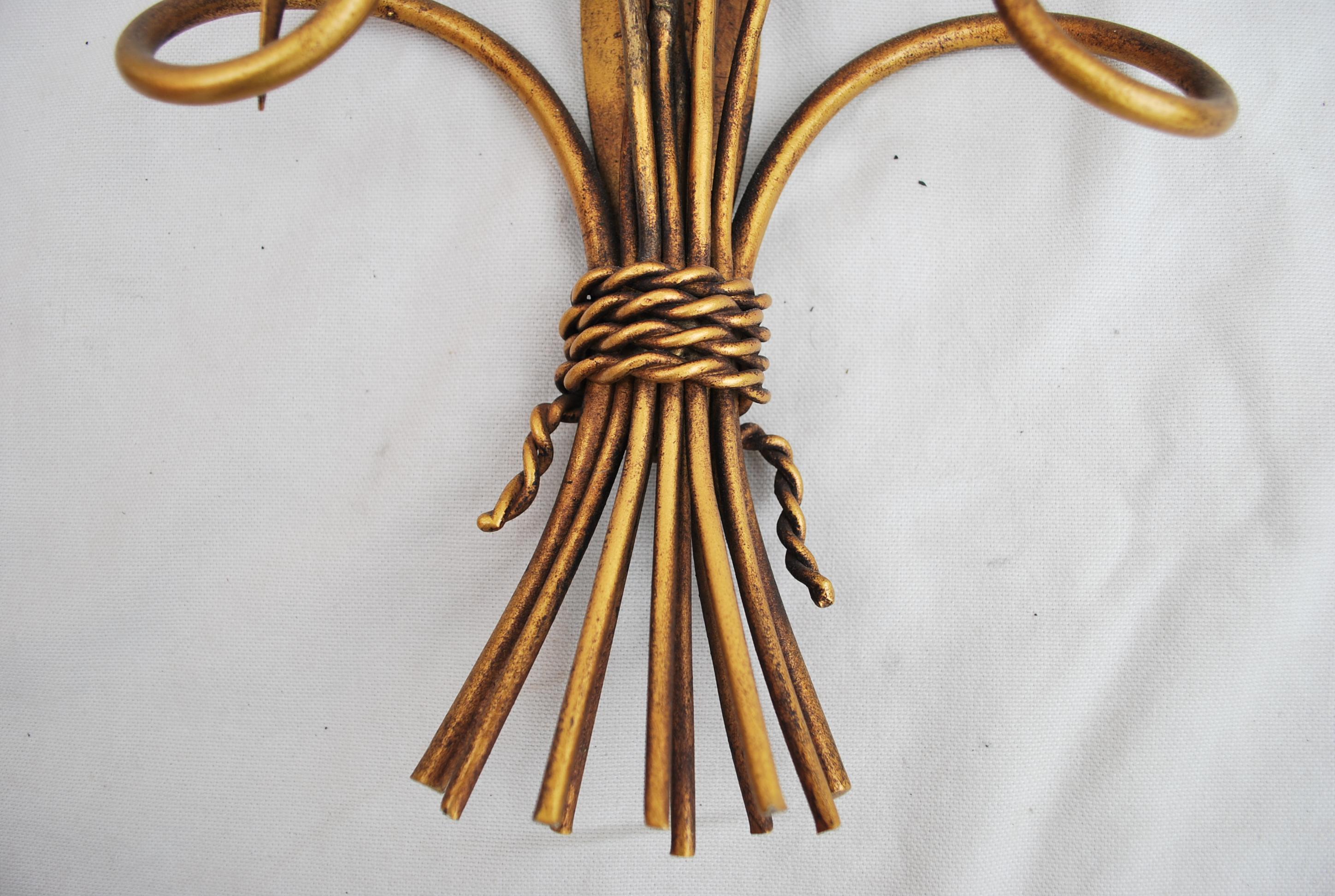 Pair of 1950s Italian Wheat Sheaf Sconces In Good Condition For Sale In Los Angeles, CA