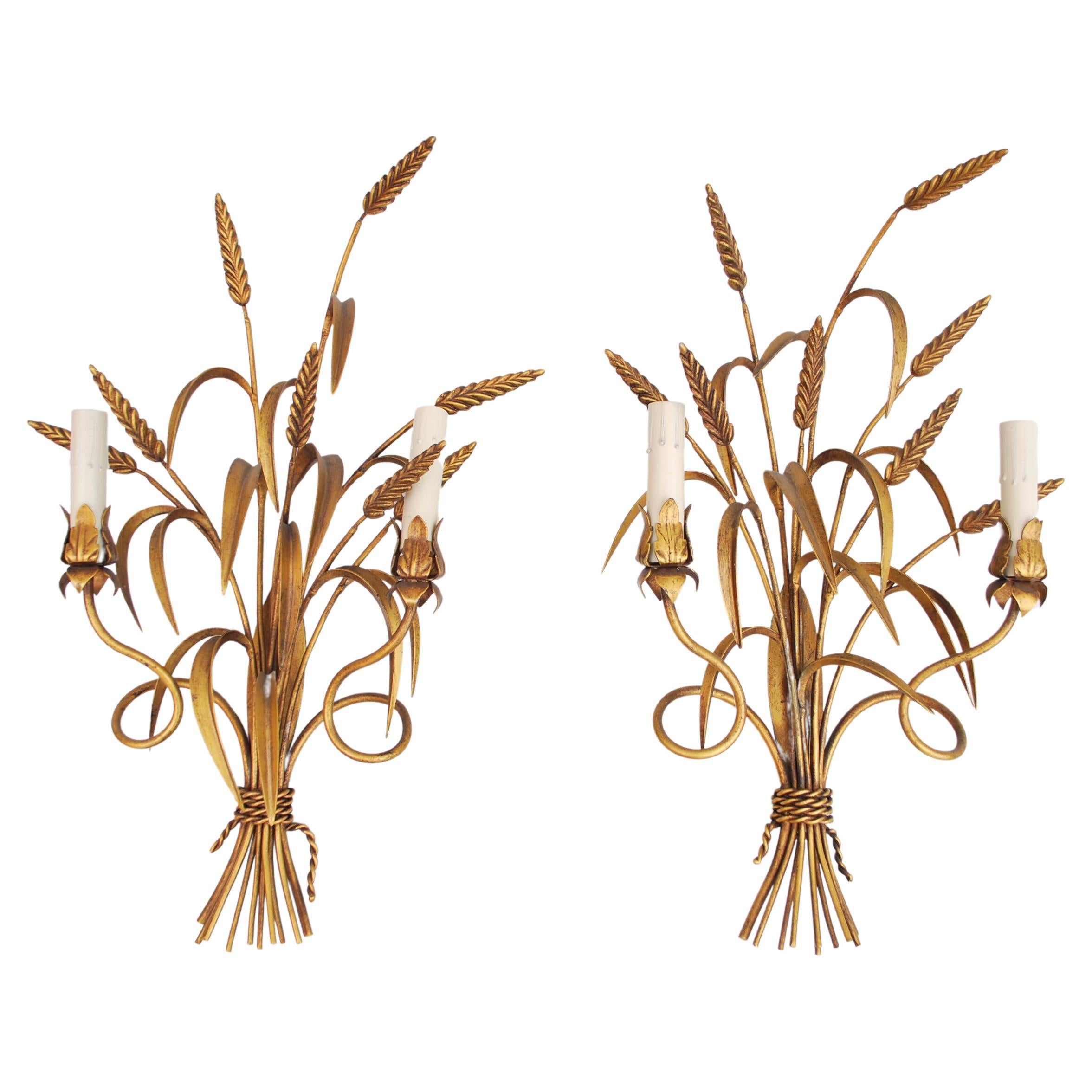Pair of 1950s Italian Wheat Sheaf Sconces For Sale
