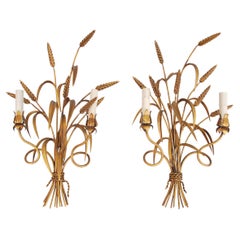 Pair of 1950s Italian Wheat Sheaf Sconces