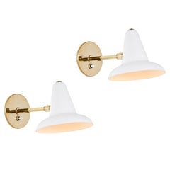 Pair of 1950s Italian White Perforated Sconces Attributed to Gino Sarfatti
