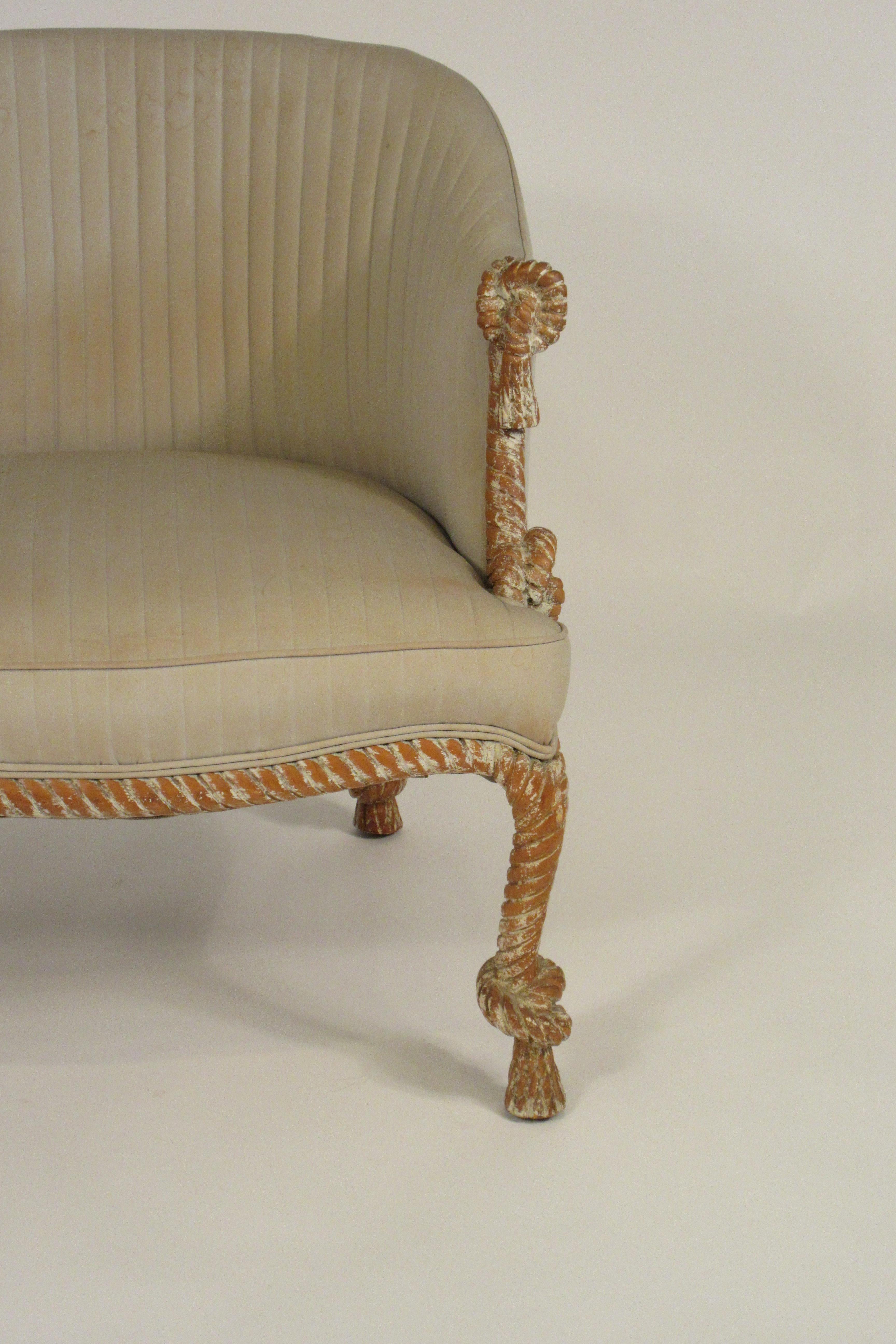 Mid-20th Century Pair of 1950s Italian Wood Rope And Tassel Chairs
