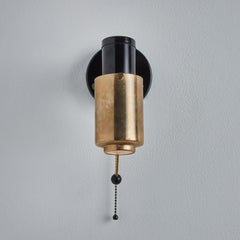 Pair of 1950s Jacques Biny Black and Brass 'Zodiac' Wall Lights for Lita