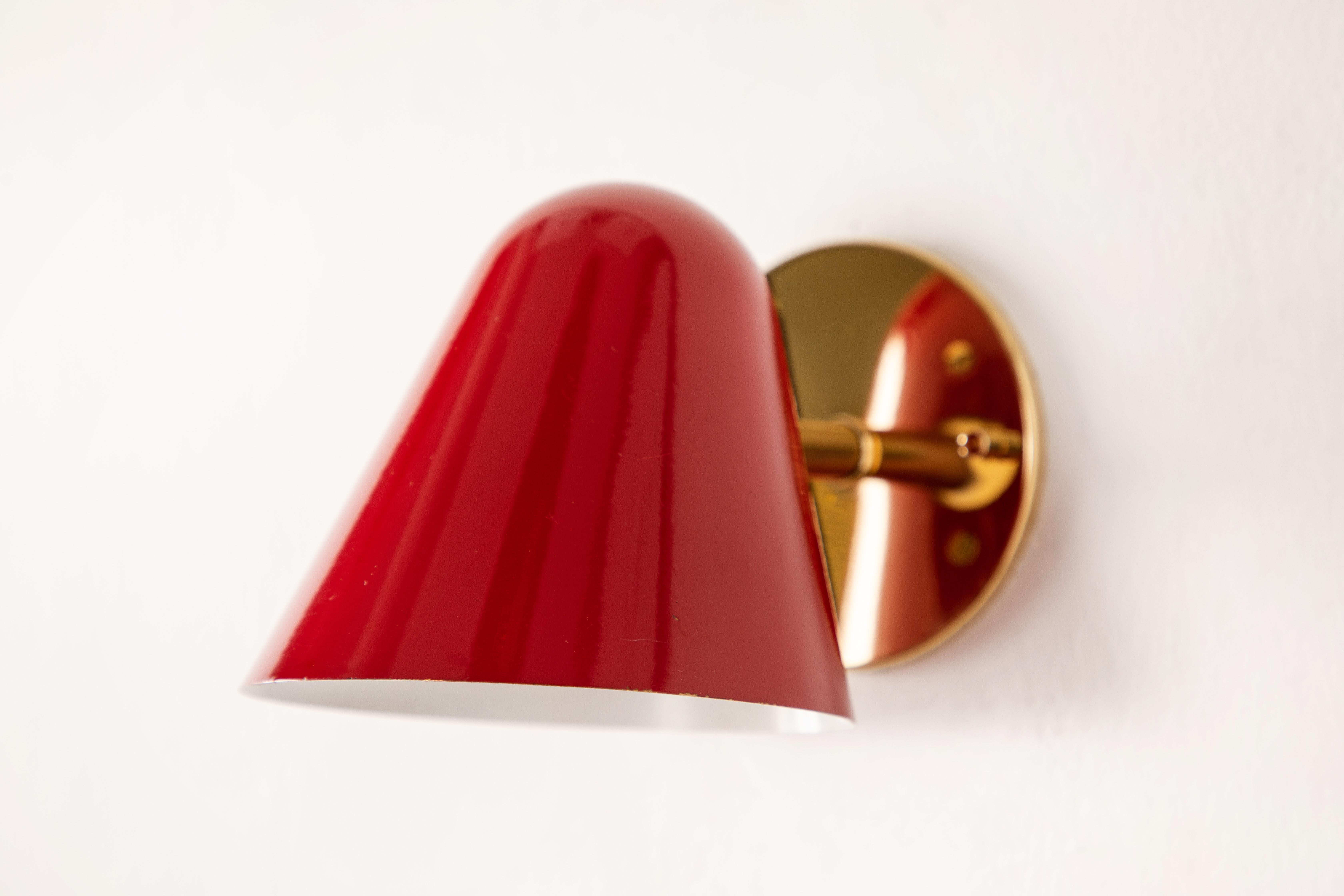 Pair of 1950s Jacques Biny Red Wall Lights 2