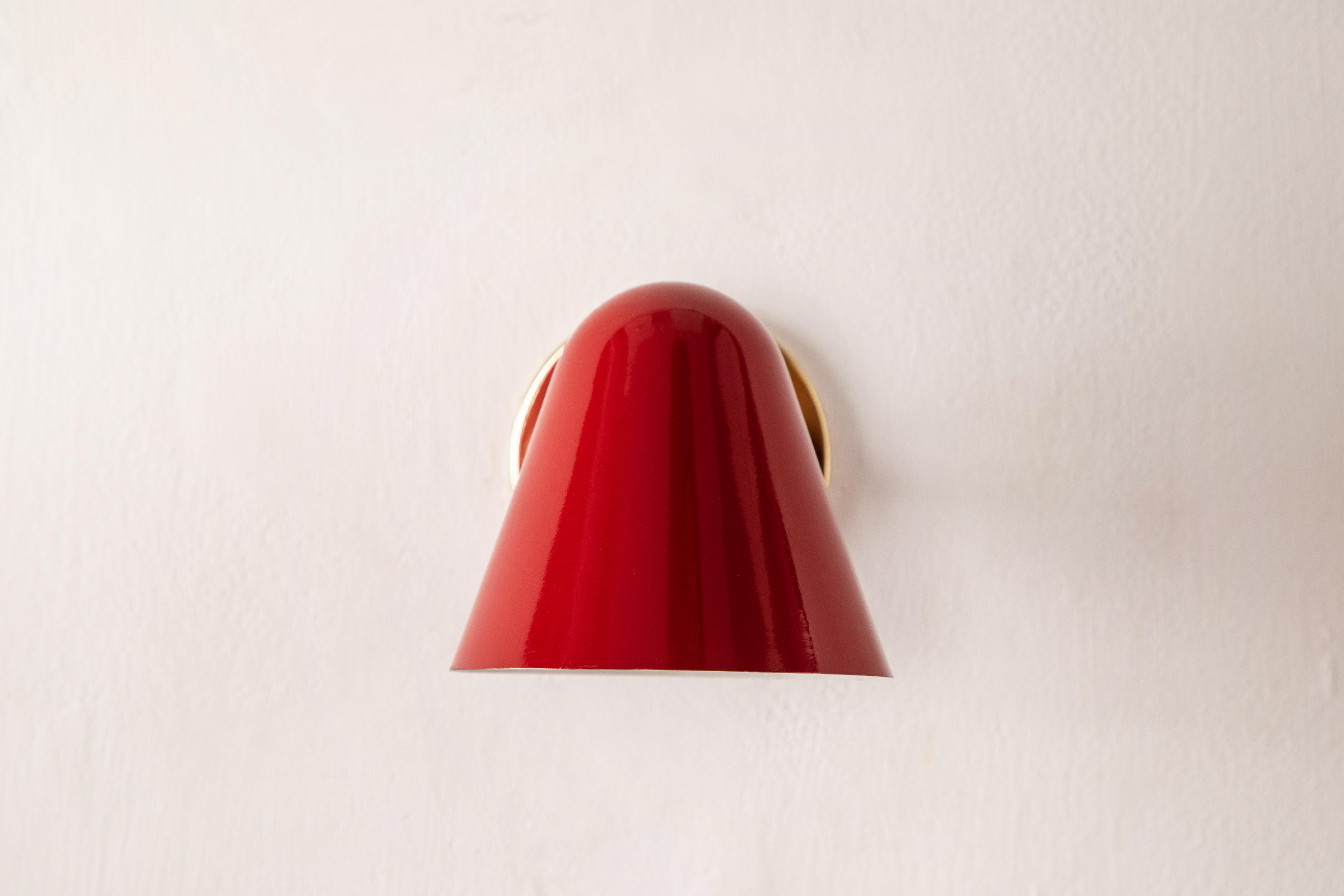 Mid-Century Modern Pair of 1950s Jacques Biny Red Wall Lights