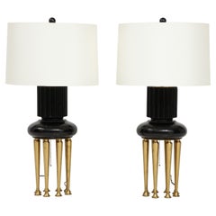 Paire de lampes "Guerre des Mondes" de James Mont des années 50
