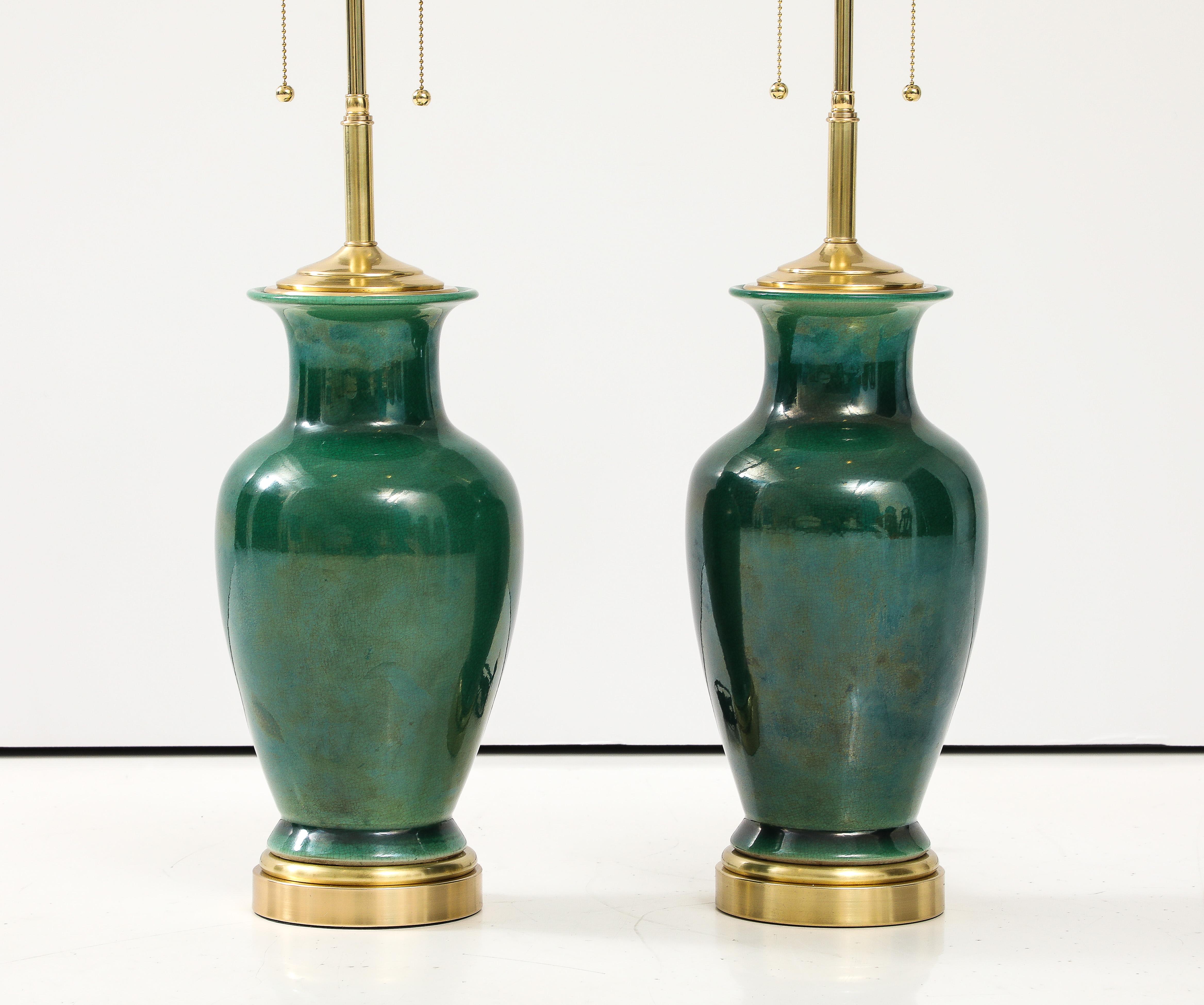 Paar japanische Keramik-Urnen aus den 1950er Jahren  Lampen im Zustand „Gut“ im Angebot in New York, NY