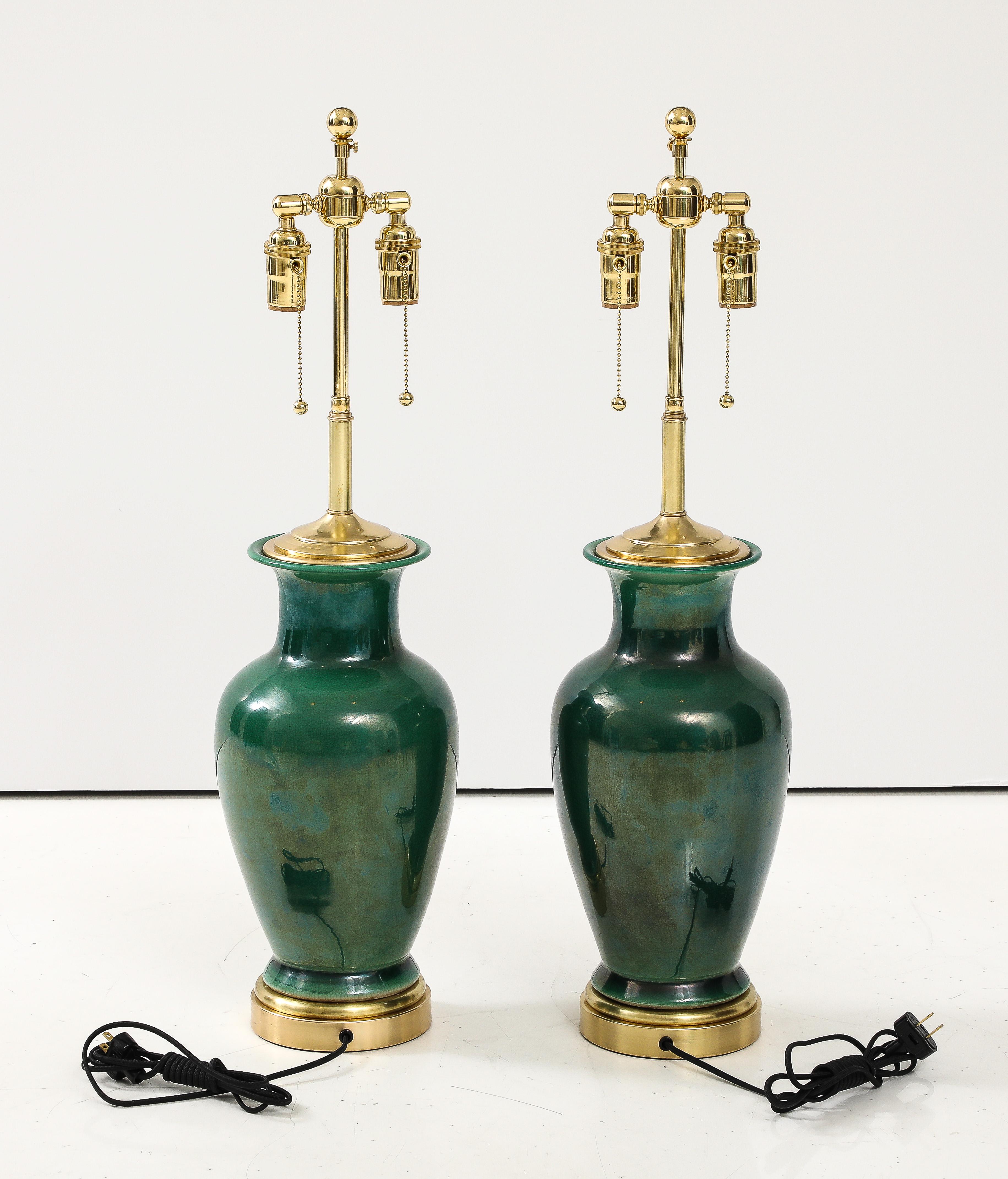 Paar japanische Keramik-Urnen aus den 1950er Jahren  Lampen im Angebot 2