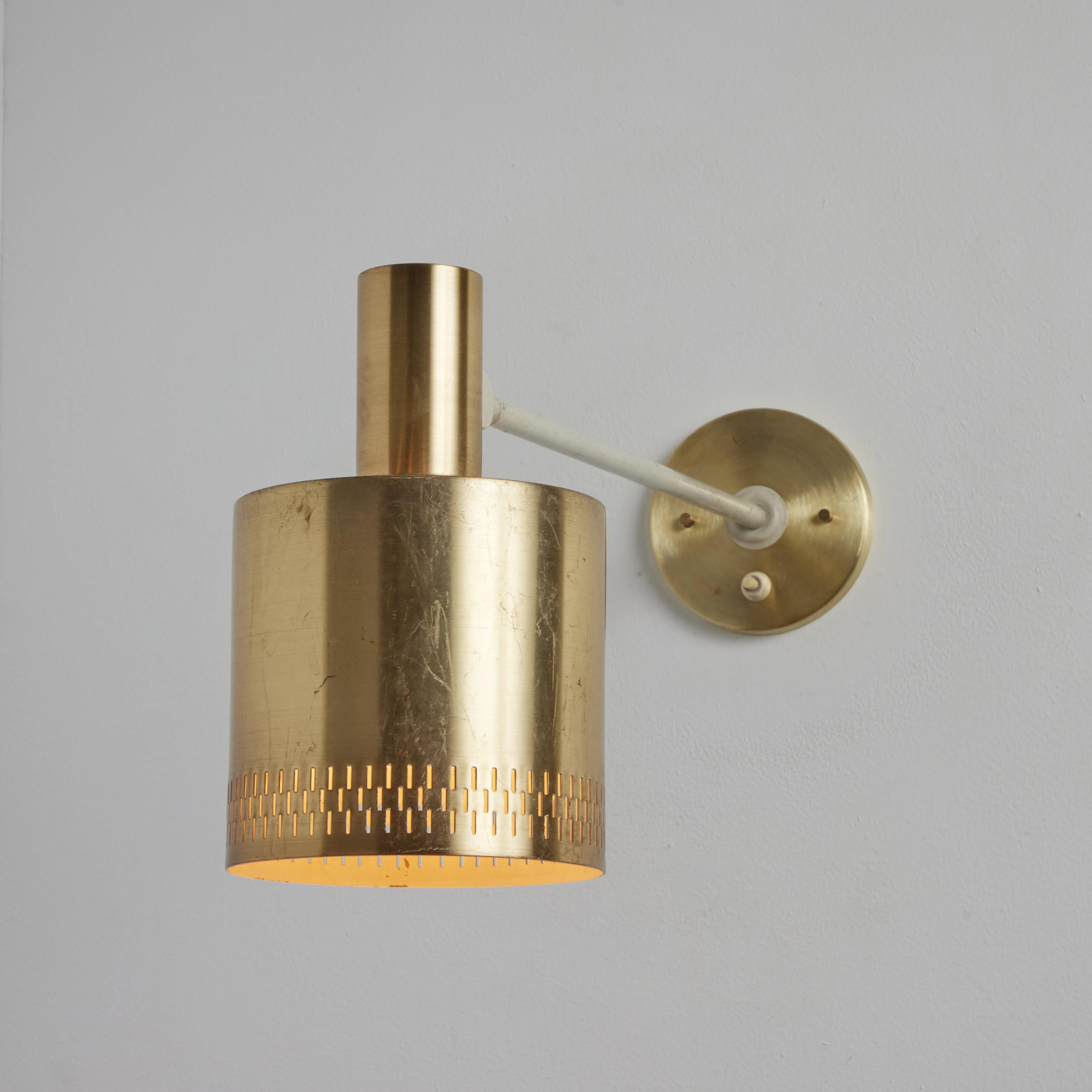 Pair of Large 1950s Jo Hammerborg Perforated Brass Wall Lamps for Fog & Mørup For Sale 4
