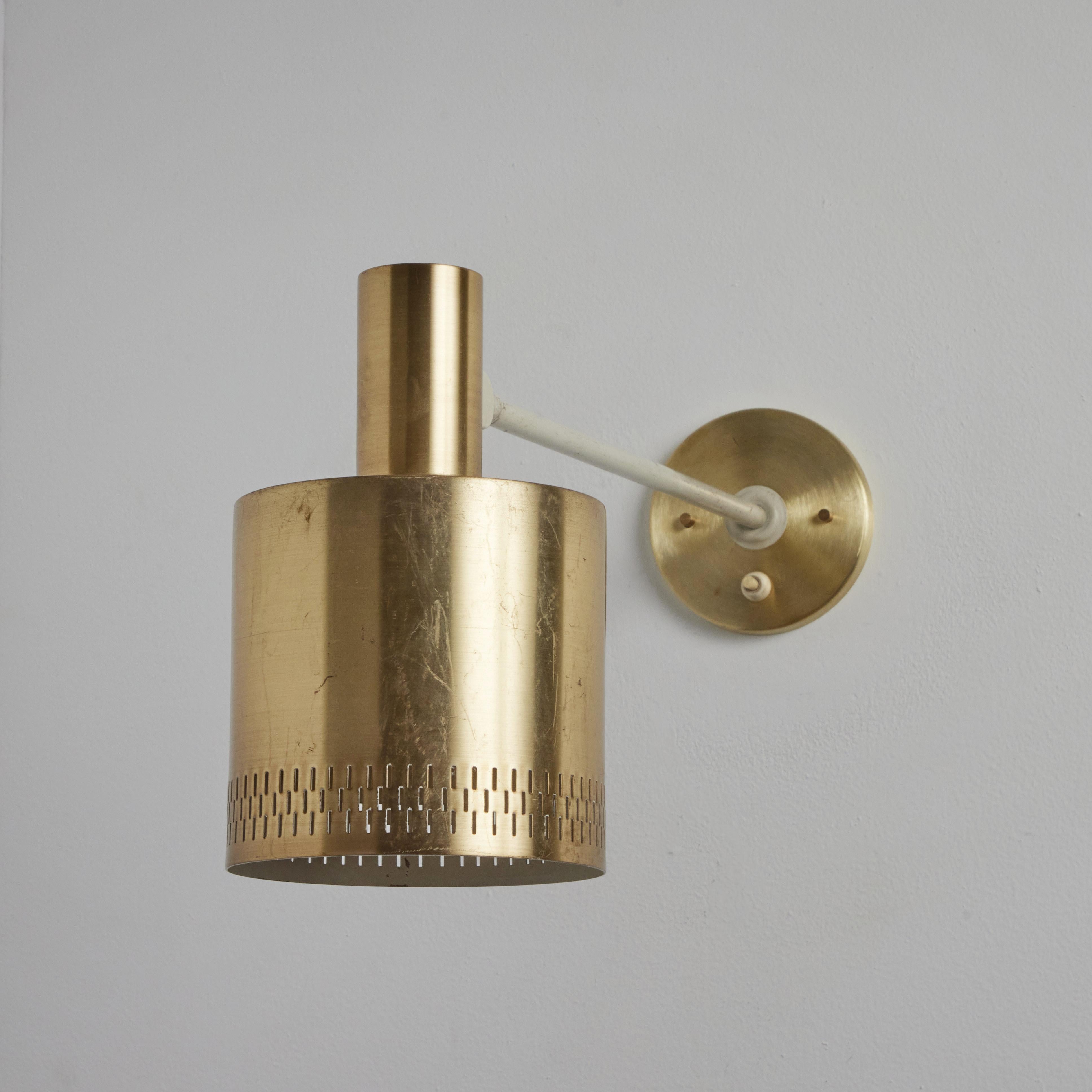 Pair of Large 1950s Jo Hammerborg Perforated Brass Wall Lamps for Fog & Mørup For Sale 5
