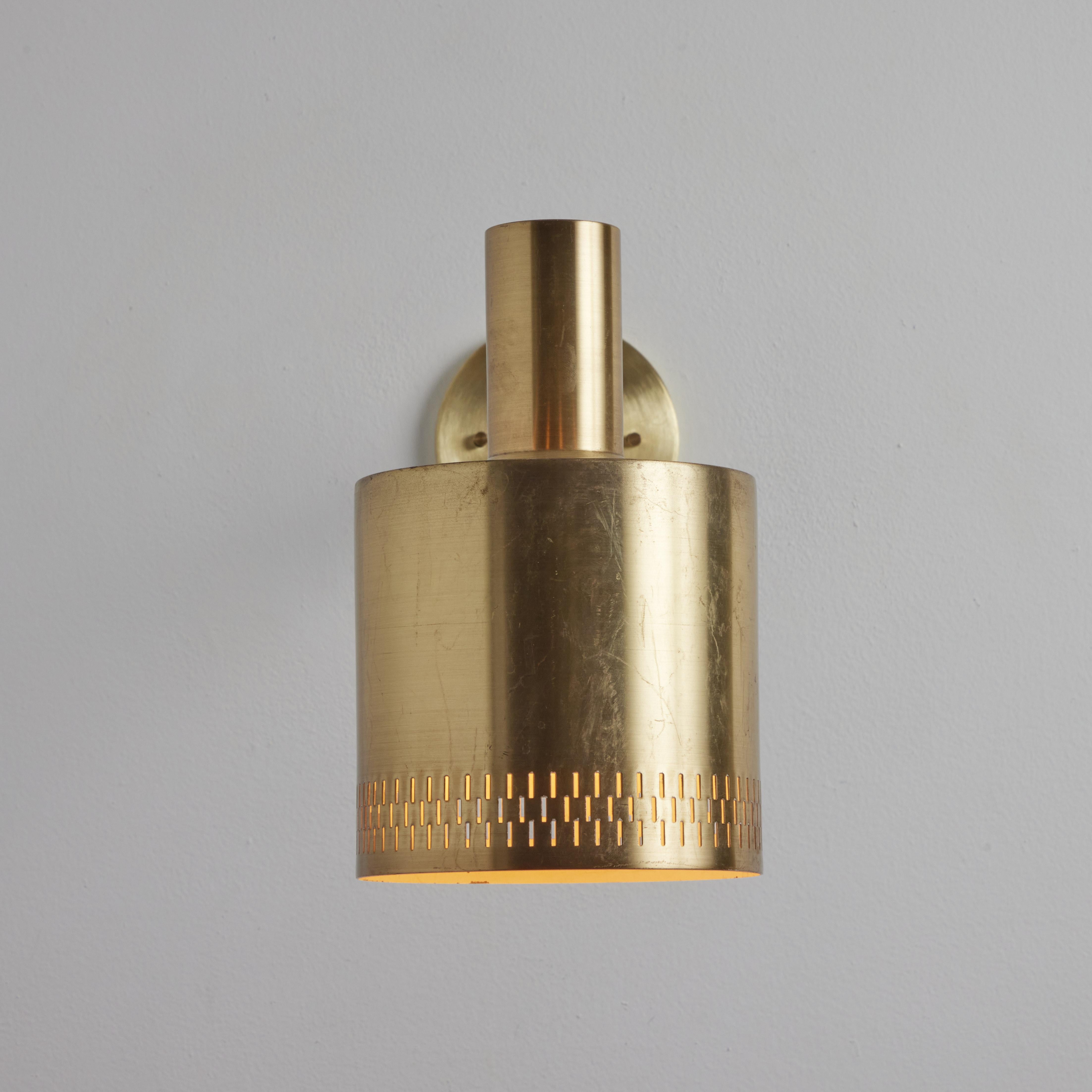 Pair of Large 1950s Jo Hammerborg Perforated Brass Wall Lamps for Fog & Mørup For Sale 6