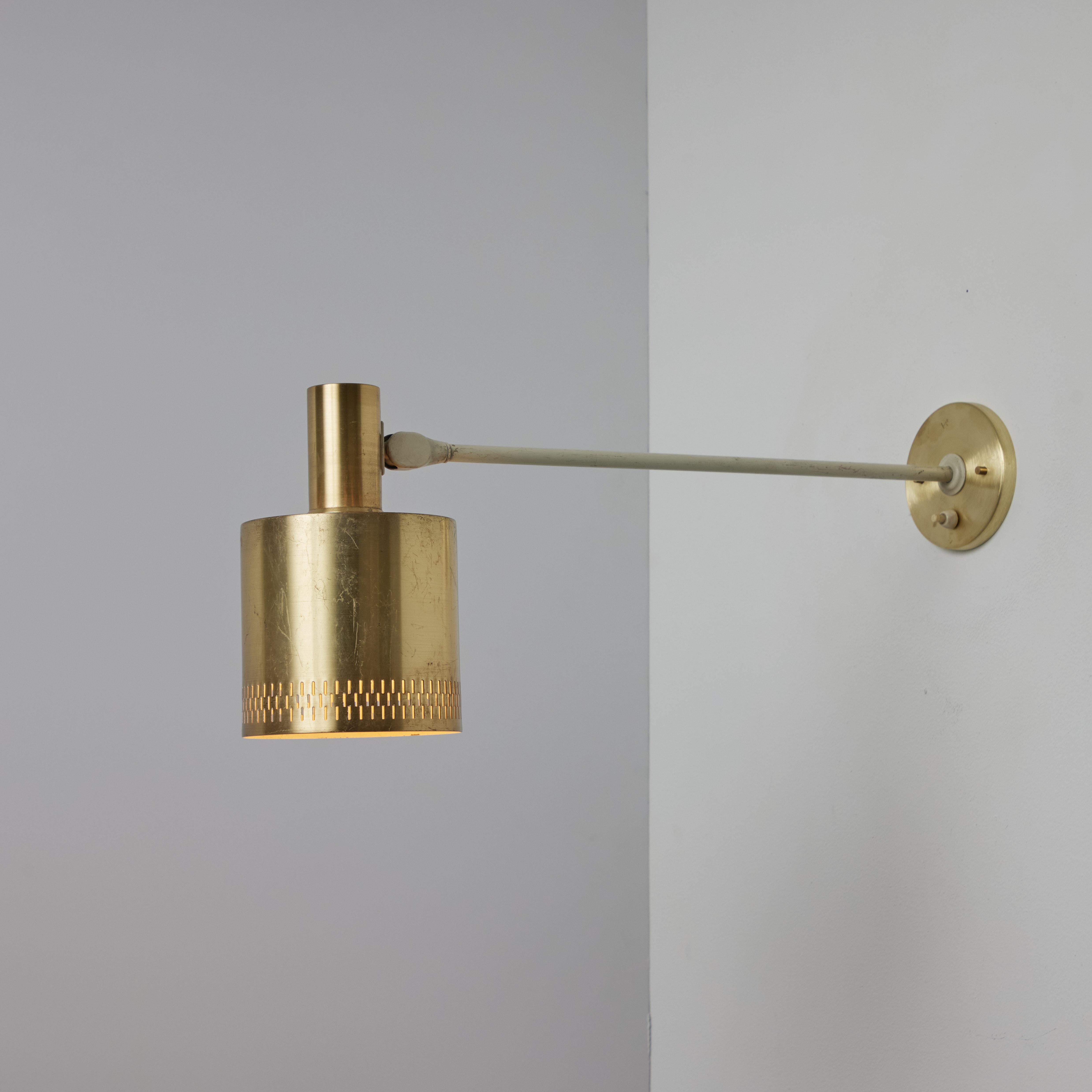 Danish Pair of Large 1950s Jo Hammerborg Perforated Brass Wall Lamps for Fog & Mørup For Sale