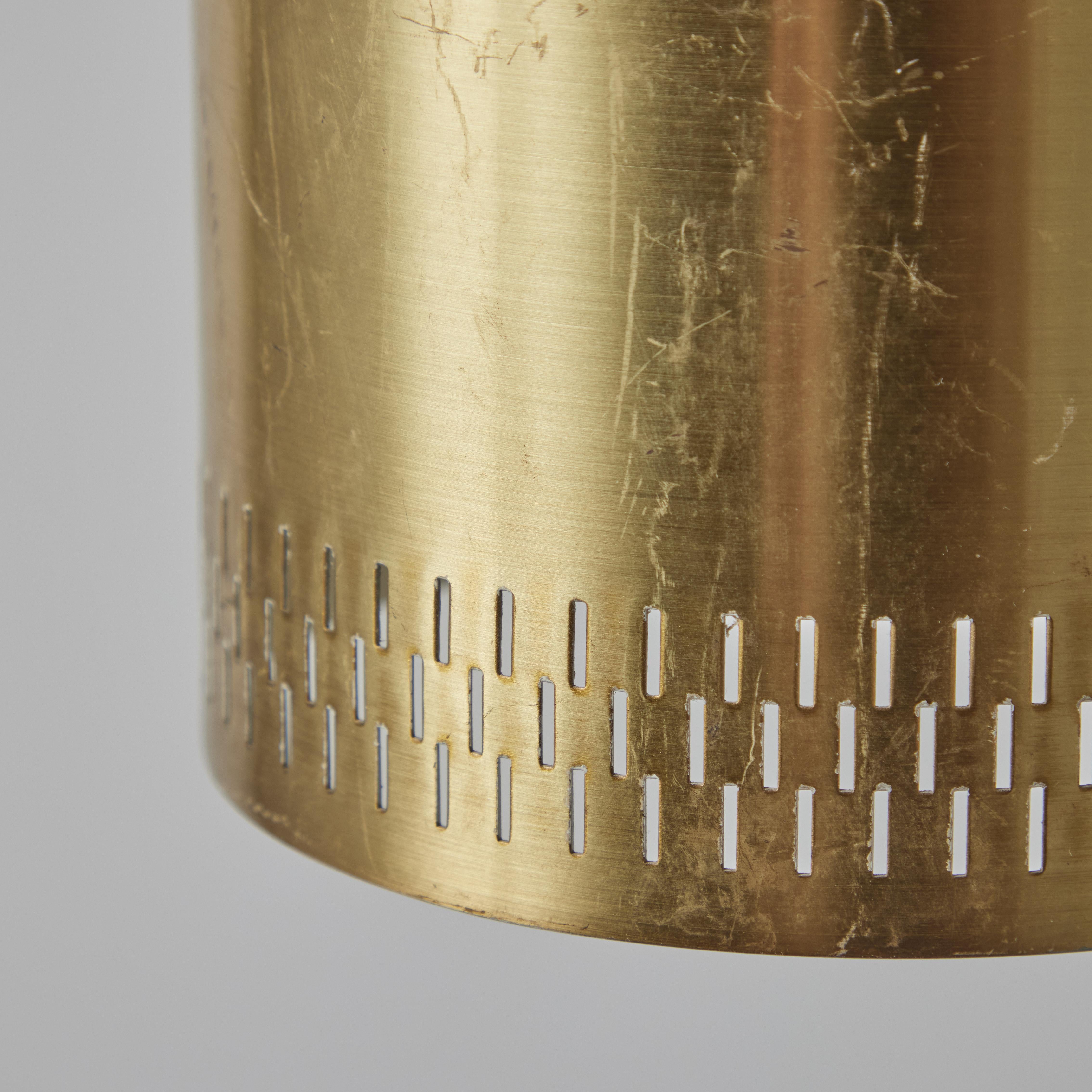 Metal Pair of Large 1950s Jo Hammerborg Perforated Brass Wall Lamps for Fog & Mørup For Sale