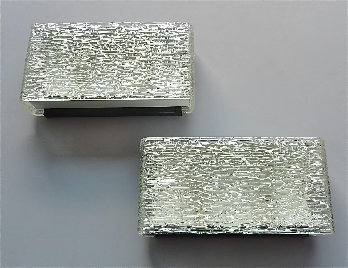 Metal Pair Kaiser Wall Lights Sconces Murano Glass Black White Kalmar Venini Style 50s