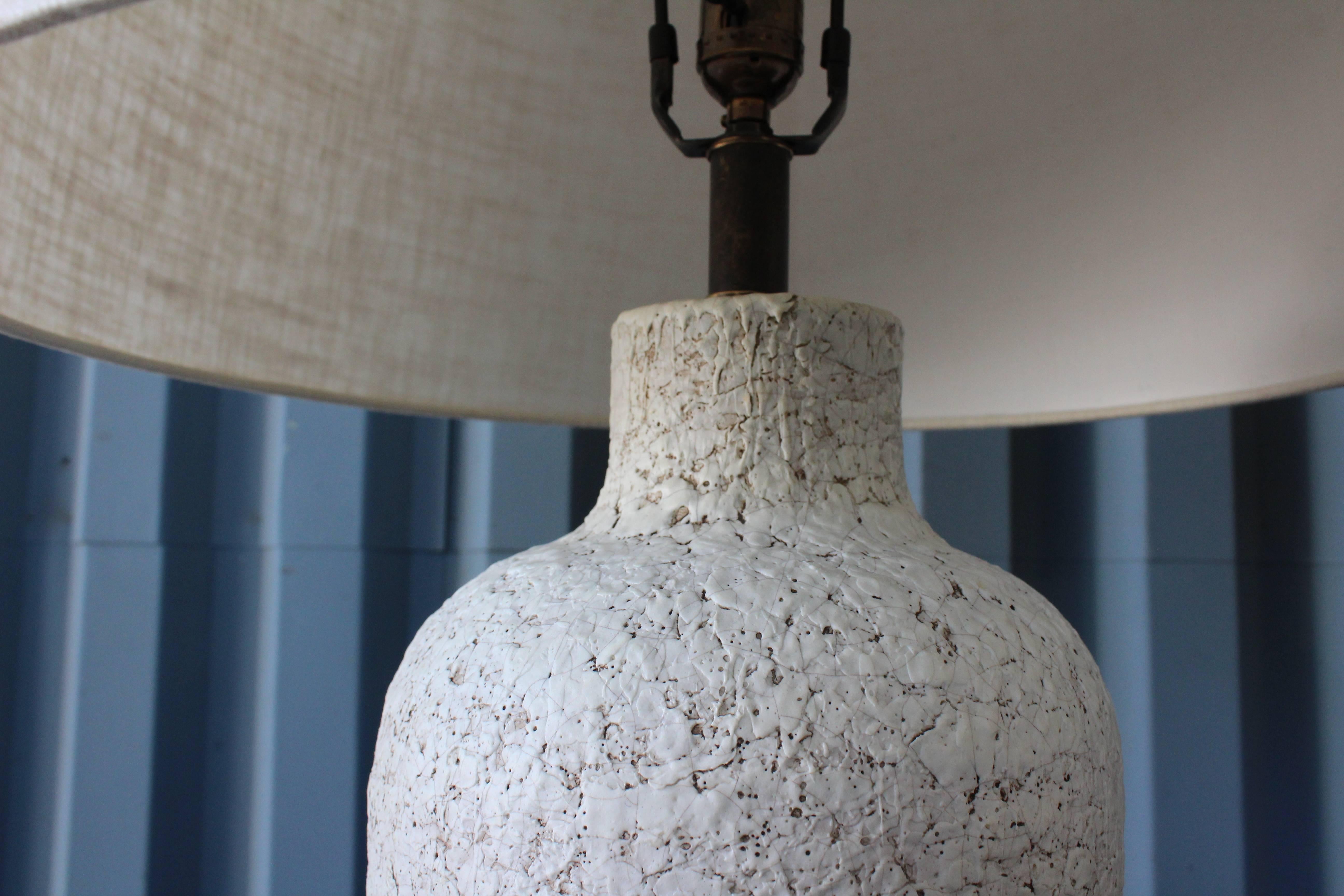 Mid-20th Century Pair of 1950s Lamps with a Heavy Texture Glaze