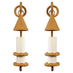 Pair of 1950s Lantern Sconces by Adrien Adoux and Frida Minet