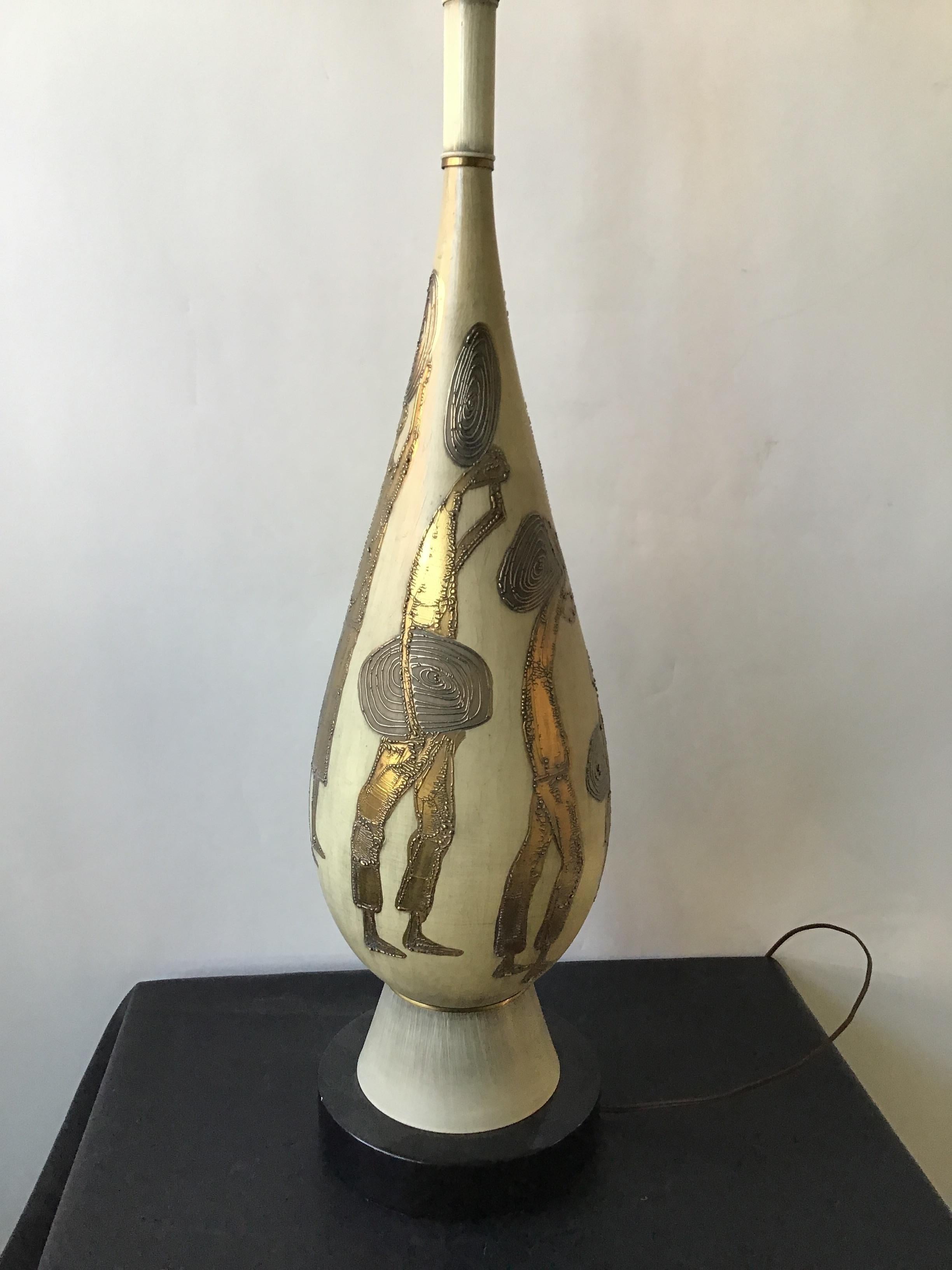Pair of 1950s Large Italian Ceramic Lamps For Sale 1