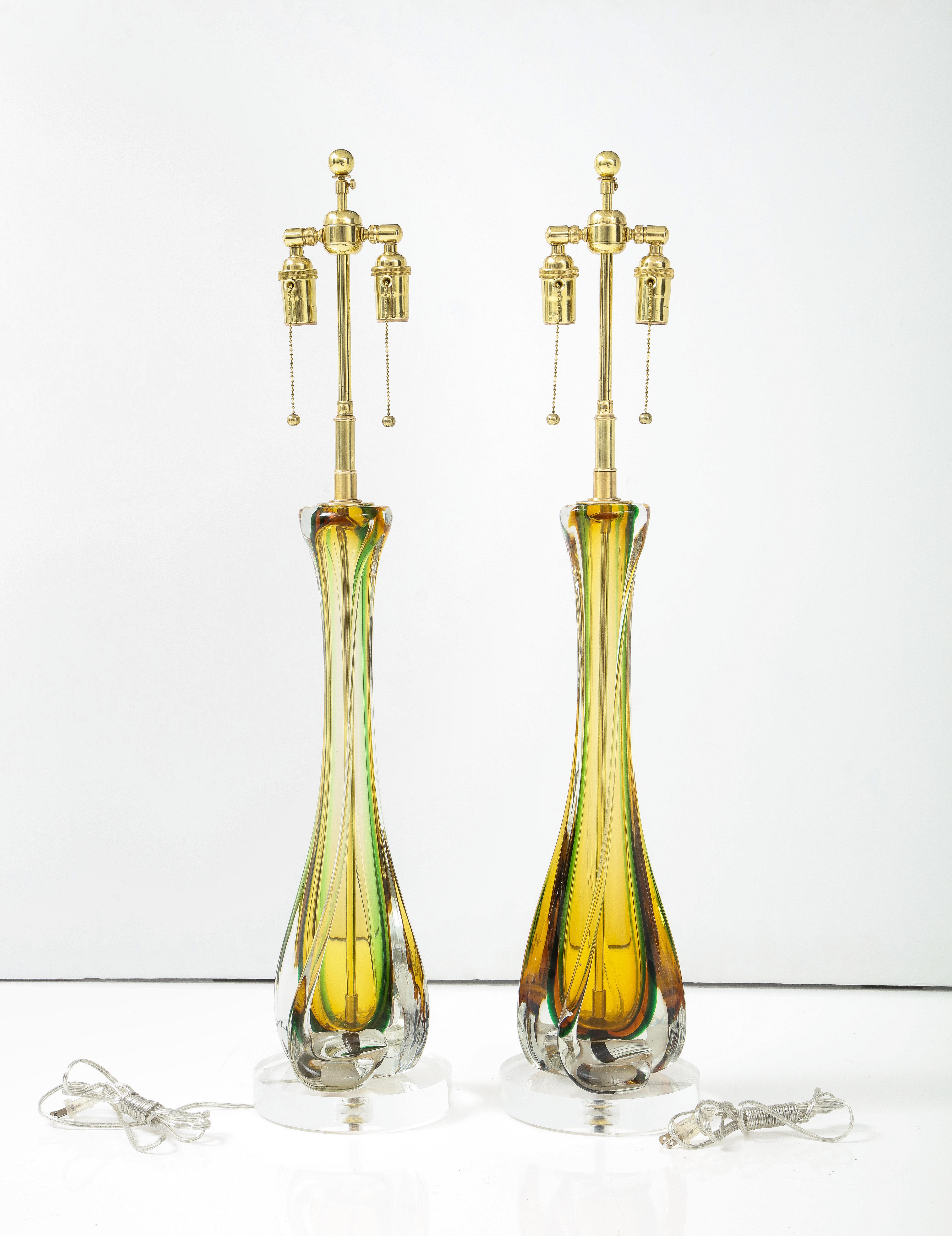 Paire de grandes lampes en verre de Murano des années 1950 par Seguso 4