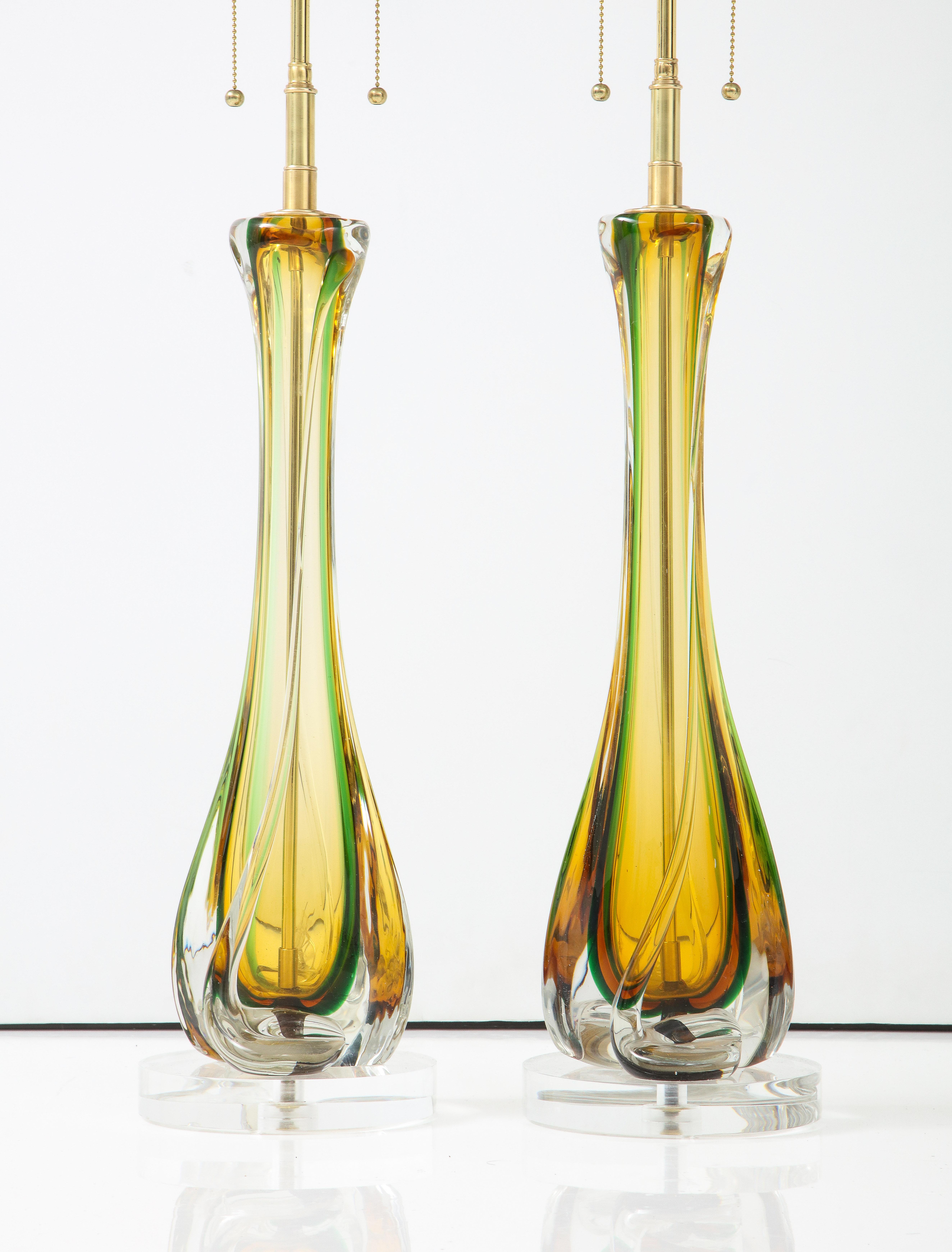 Beautiful large pair of 1950's Murano glass 