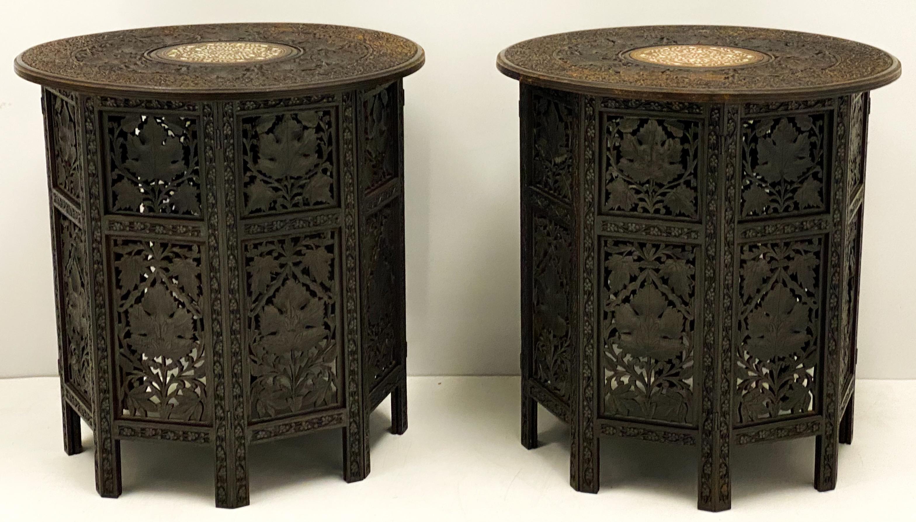 Pair of 1950s Large Scale Bone Inlaid Anglo-Indian Side Tables 2
