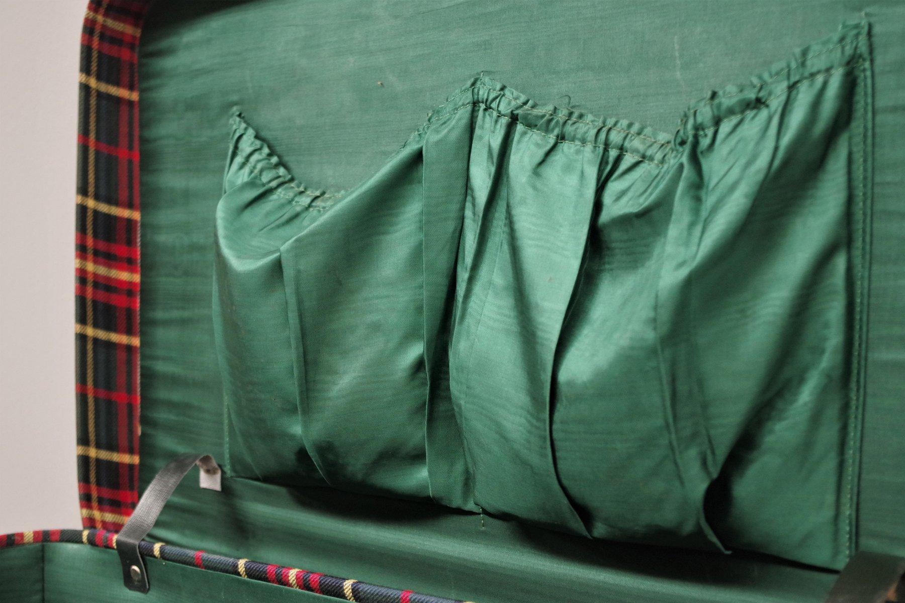 Italian Pair of 1950s Leather and Fabric Suitcases – Timeless Vintage Travel Elegance in vendita