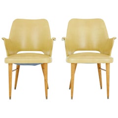 scandinavian design 1950 Pair of 1950s Leatherette Scandinavian Design Armchairs