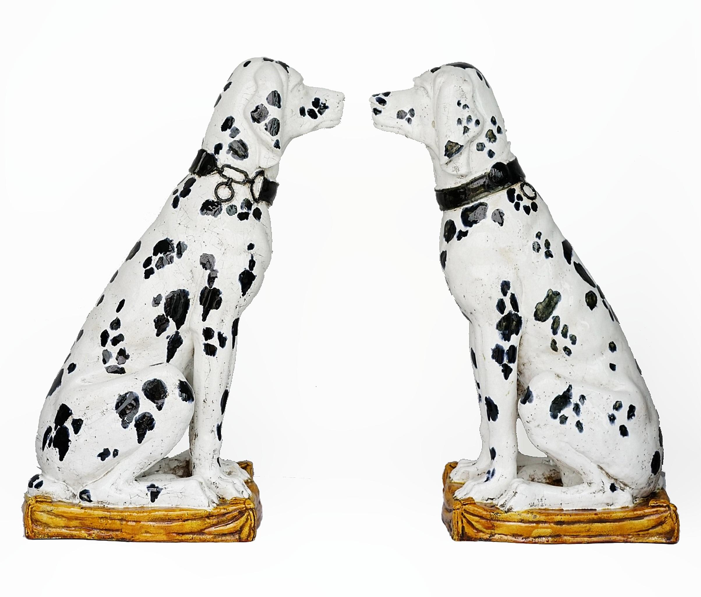 Pair of 1950s life-size Dalmatian dogs ceramic sculptures from Florence, Italy

By: unknown
Material: ceramic, enamel, clay, paint
Technique: cast, pressed, painted, hand-painted, glazed, enameled
Dimensions: 21.5 in x 12 in x 30.5 in
Date: mid-20th