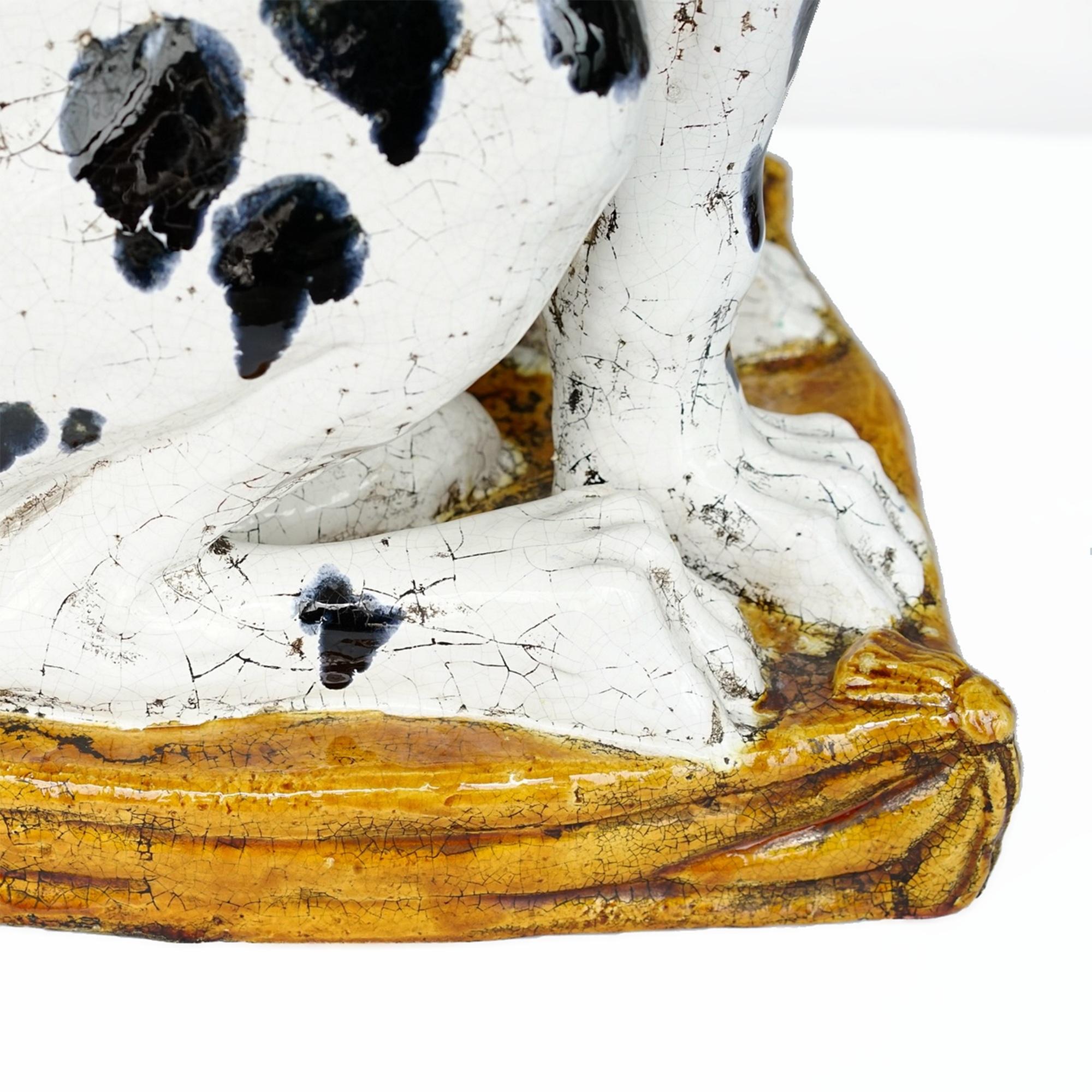 Mid-20th Century Pair of 1950s Life-Size Dalmatian Dogs Ceramic Sculptures from Florence, Italy For Sale