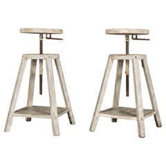 Pair of 1950s Light-Gray Painted French Sculptors Stands