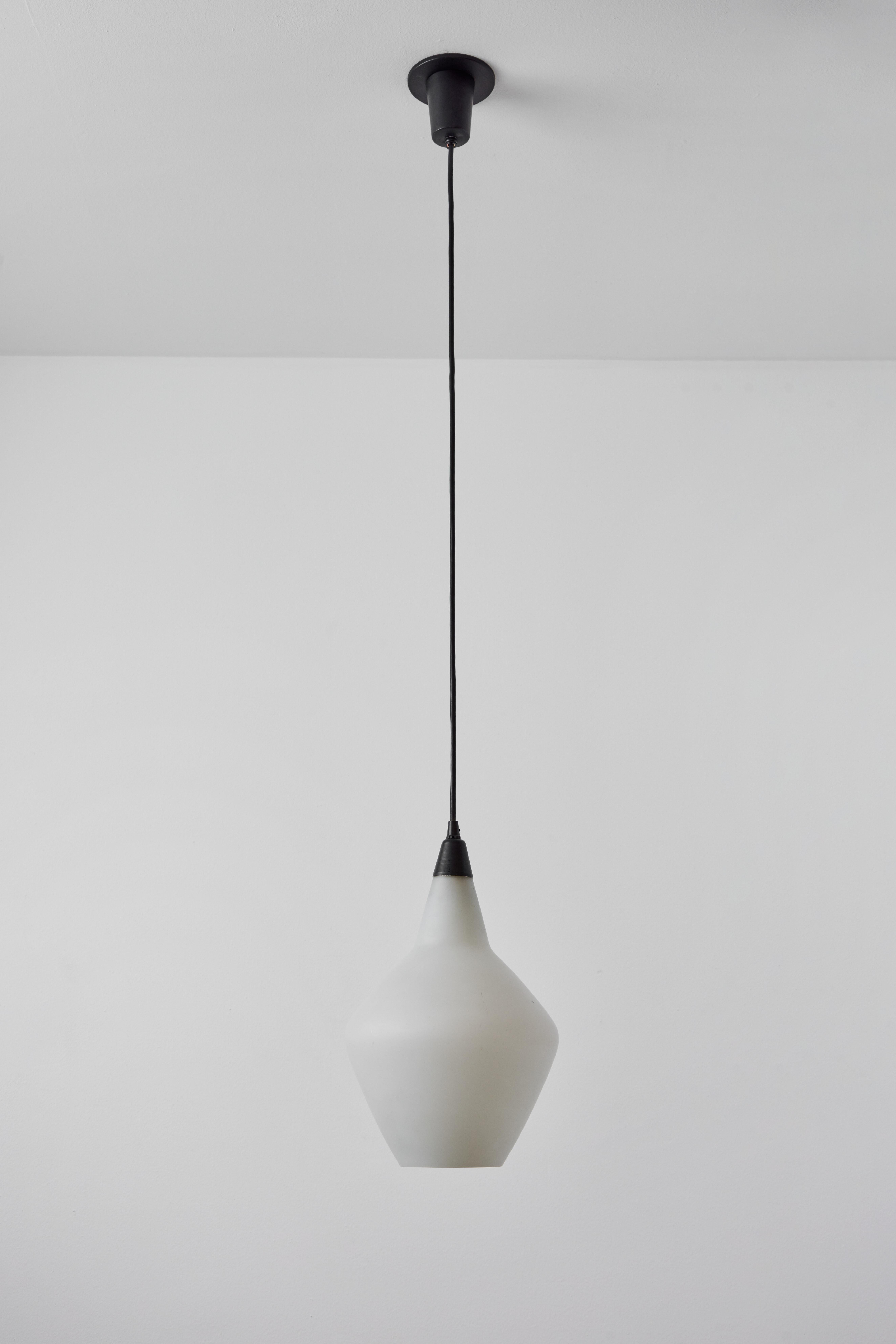 Scandinavian Modern Pair of 1950s Lisa Johansson-Pape Glass & Metal Ceiling Lamps  For Sale