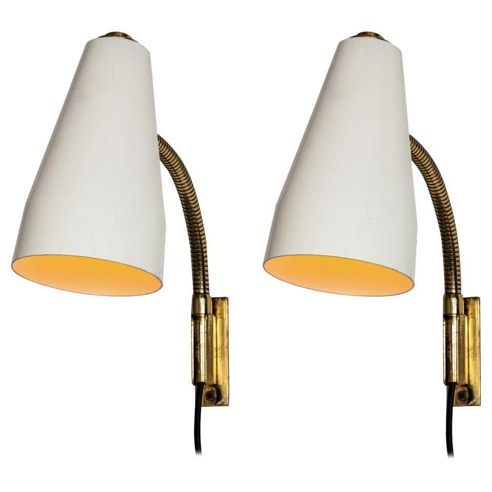 Pair of 1950s Lisa Johansson Pape Model #50-056/2 Wall Lights for Stockmann Orno 5