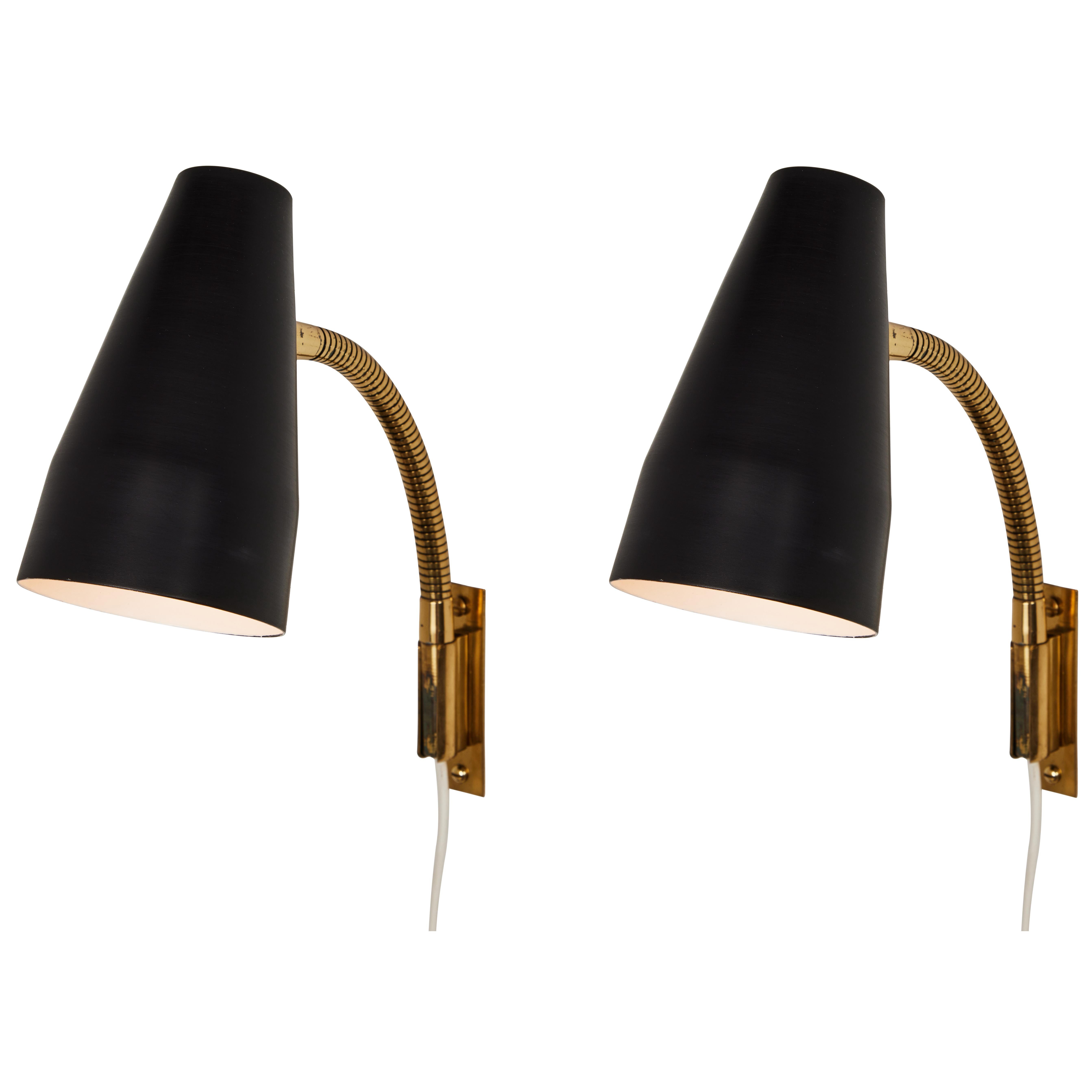 Pair of 1950s Lisa Johansson Pape Model #50-056/2 Wall Lights for Stockmann Orno 5