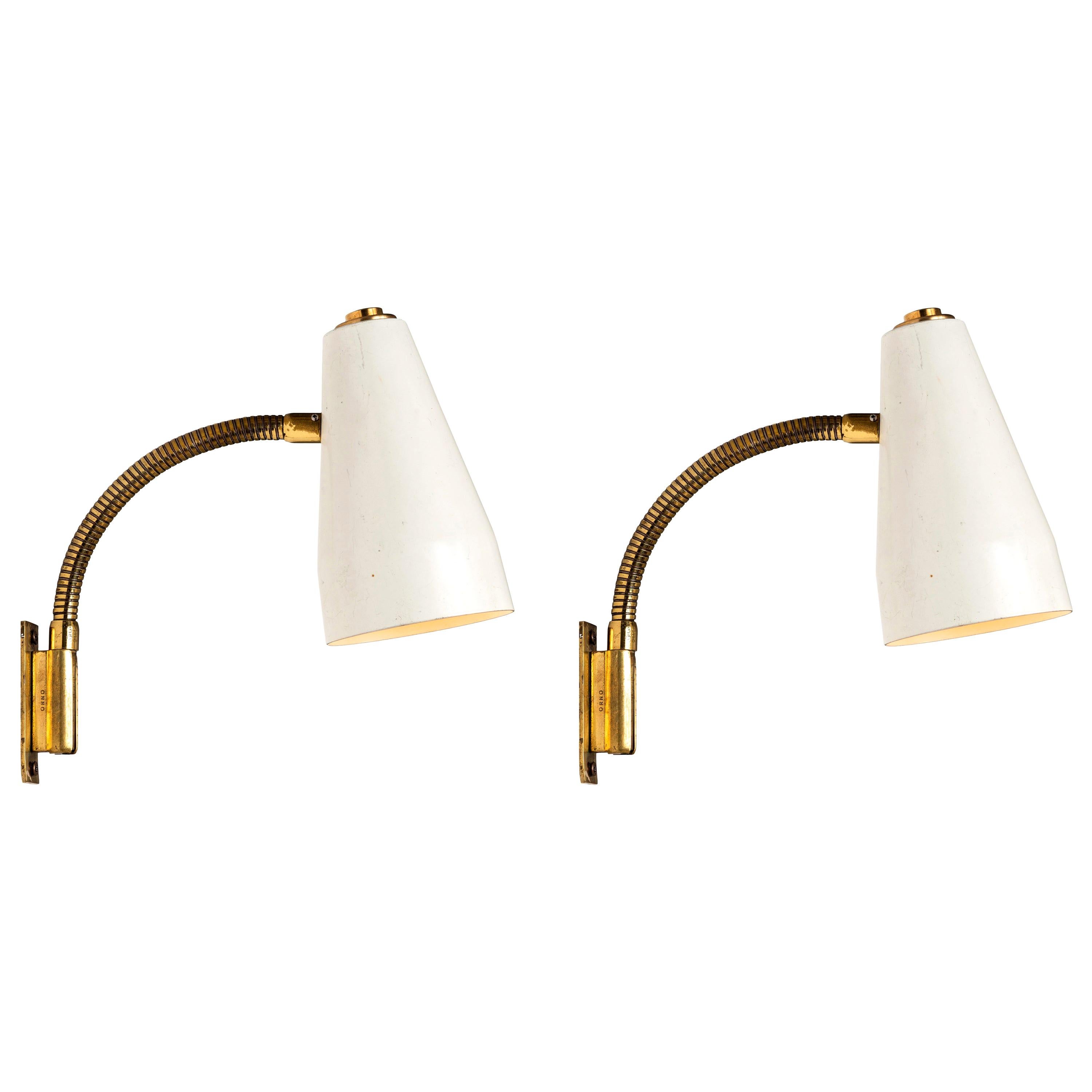 Pair of 1950s Lisa Johansson Pape Model #50-056/2 Wall Lights for Stockmann Orno 4