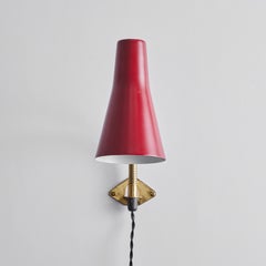Coppia di applique regolabili rosse Lisa Johansson-Pape per Orno Stockmann del 1950