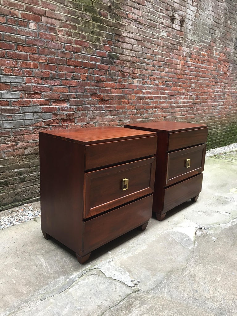 Pair of 1950s Mahogany Streamlined Moderne Dressers For Sale at 1stdibs