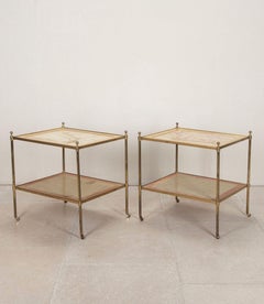 Pair of 1950s Mallett of London Brass and Oriental Side Tables