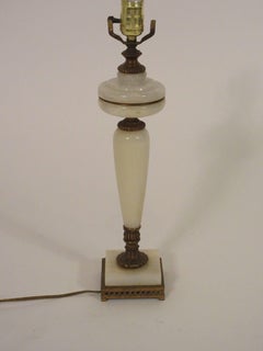 Pair of 1950s Marble and Brass Lamps