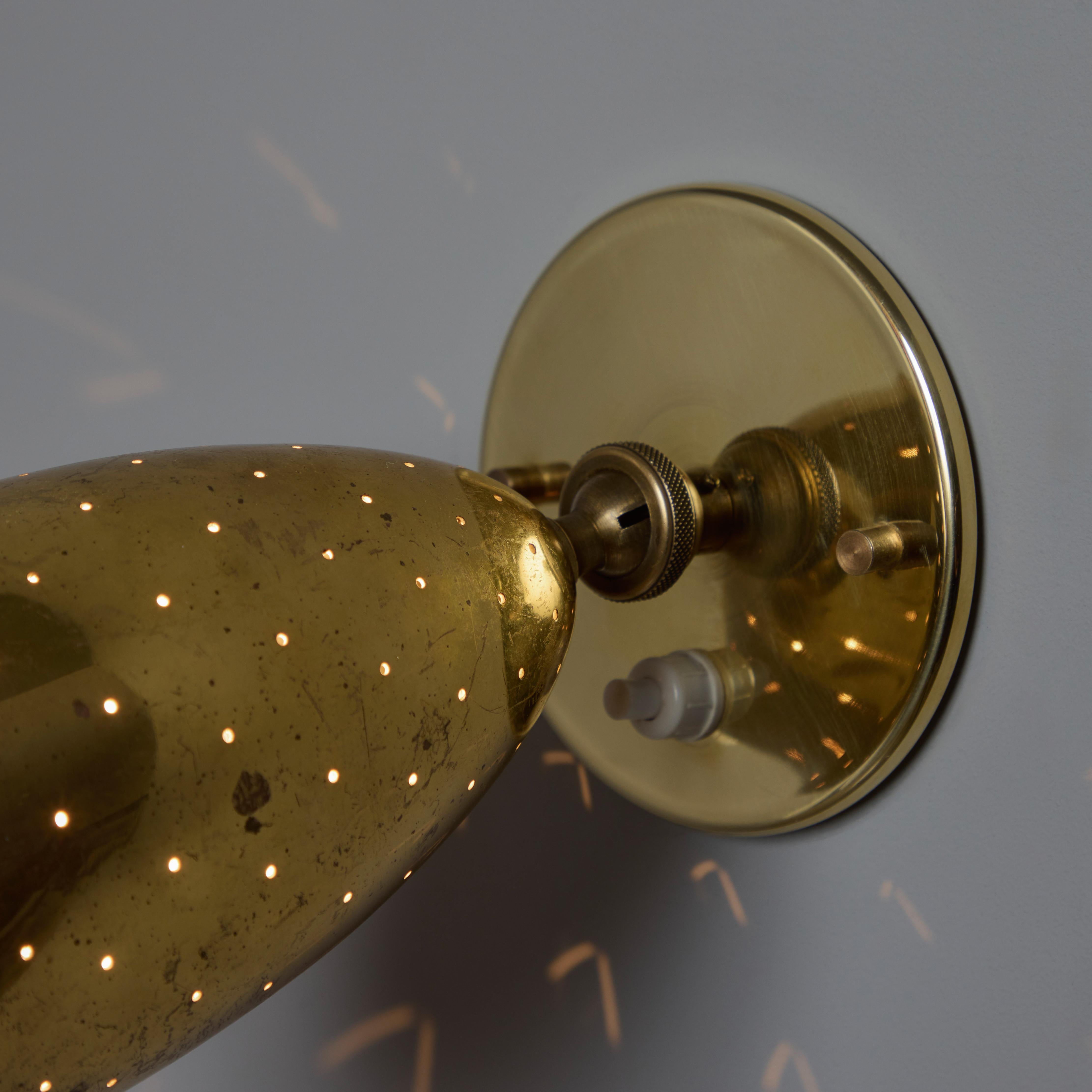 Pair of 1950s Mauri Almari Perforated Brass Sconces for Itsu For Sale 3