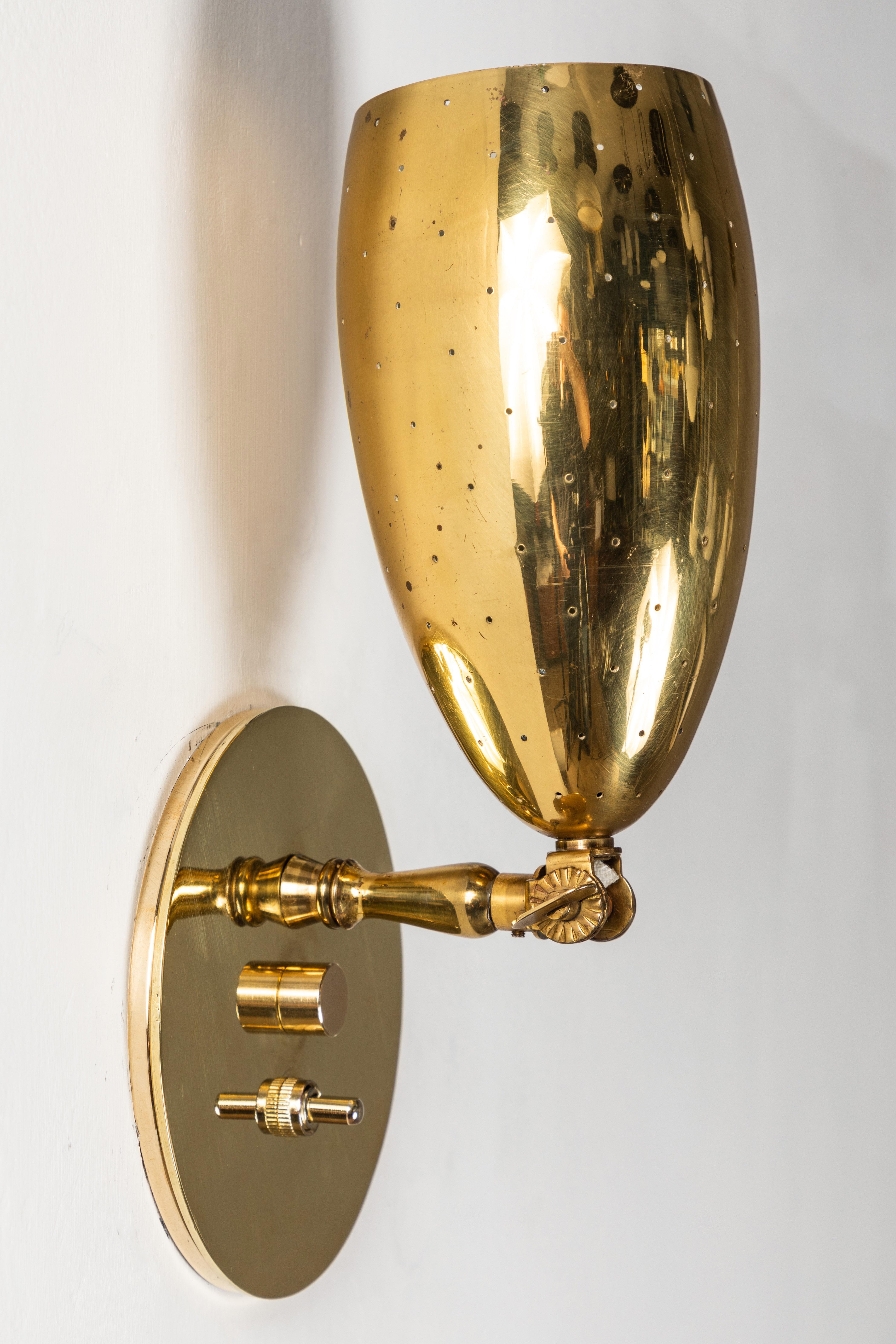 Pair of 1950s Mauri Almari Perforated Brass Sconces for Itsu 2