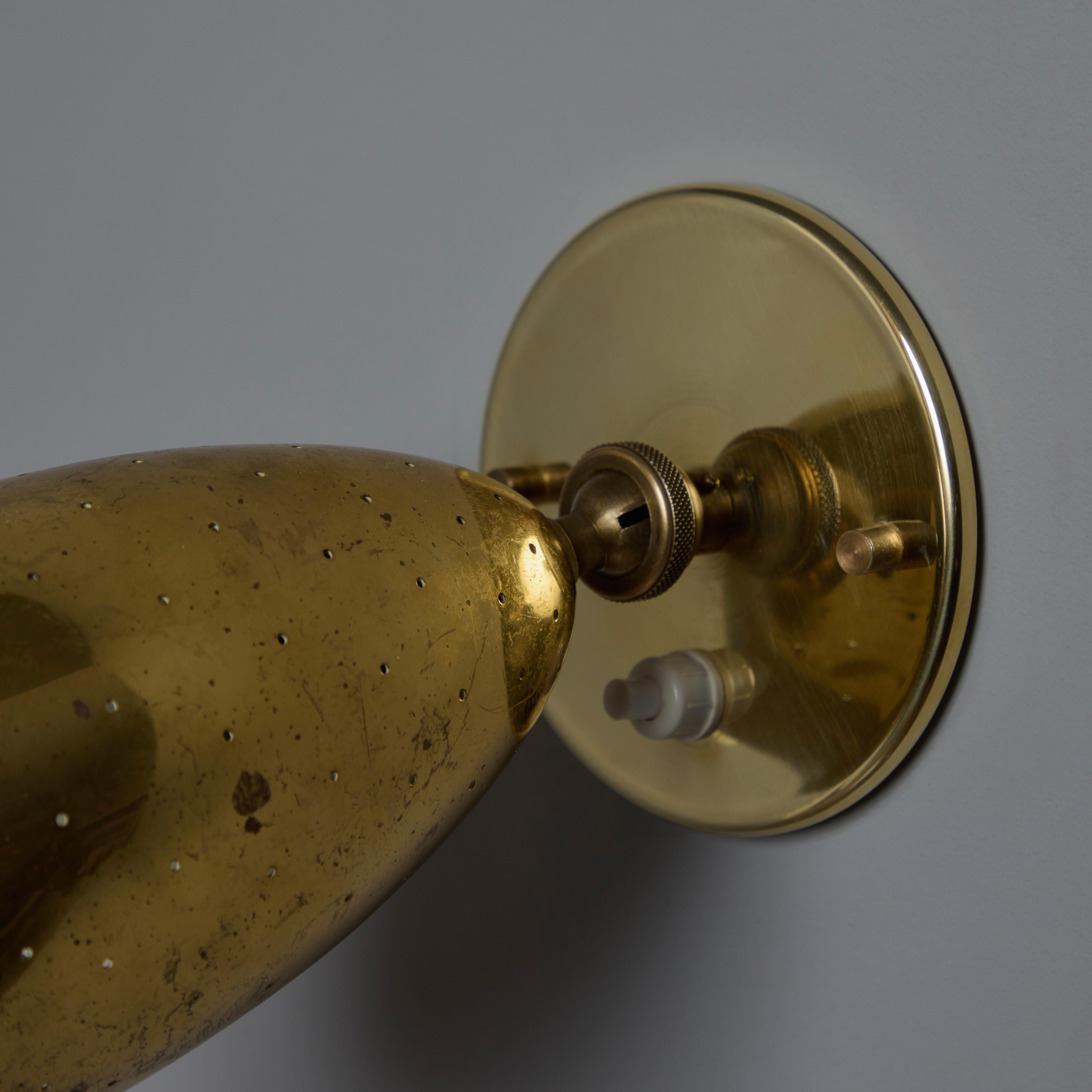 Pair of 1950s Mauri Almari Perforated Brass Sconces for Itsu For Sale 4