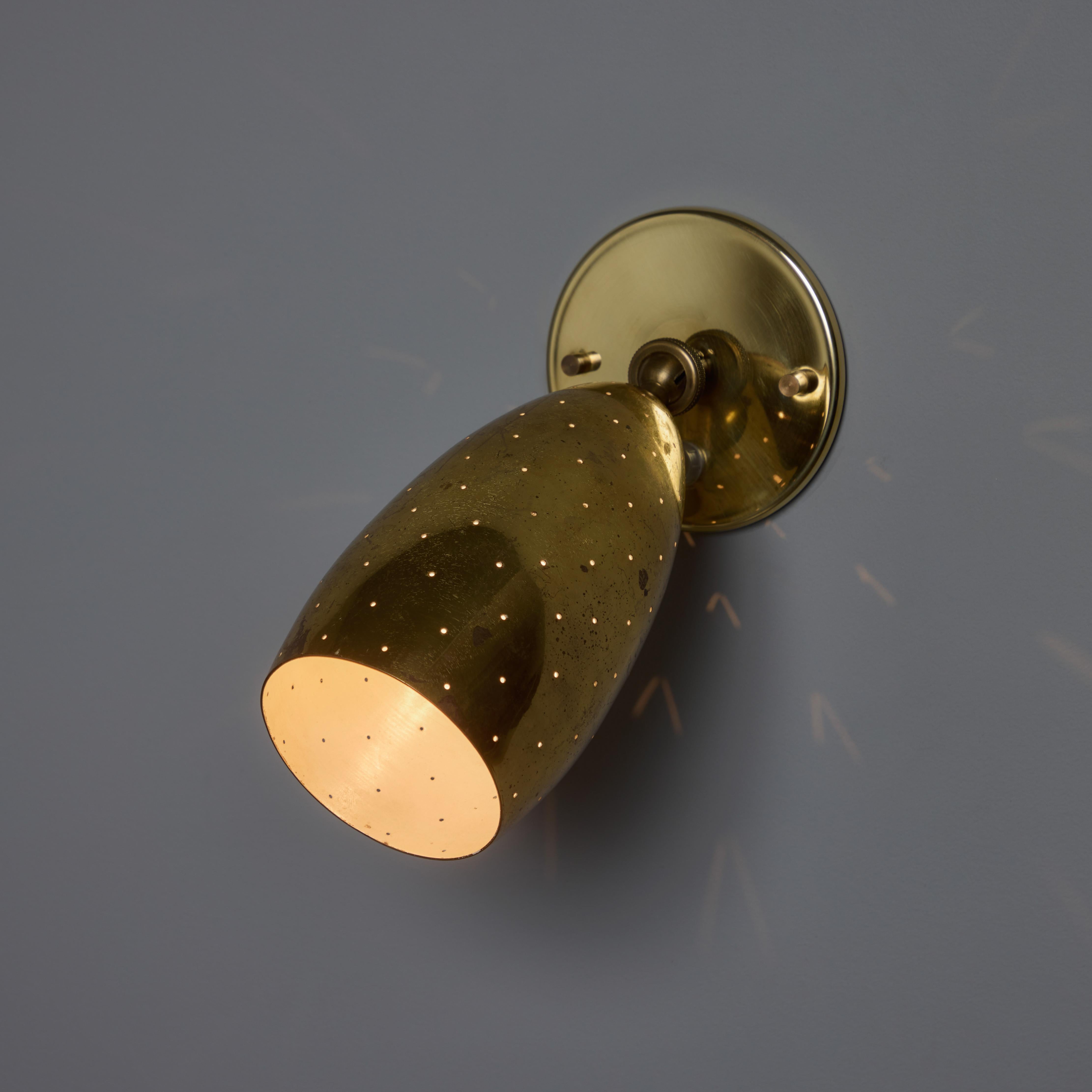 Pair of 1950s Mauri Almari Perforated Brass Sconces for Itsu For Sale 6