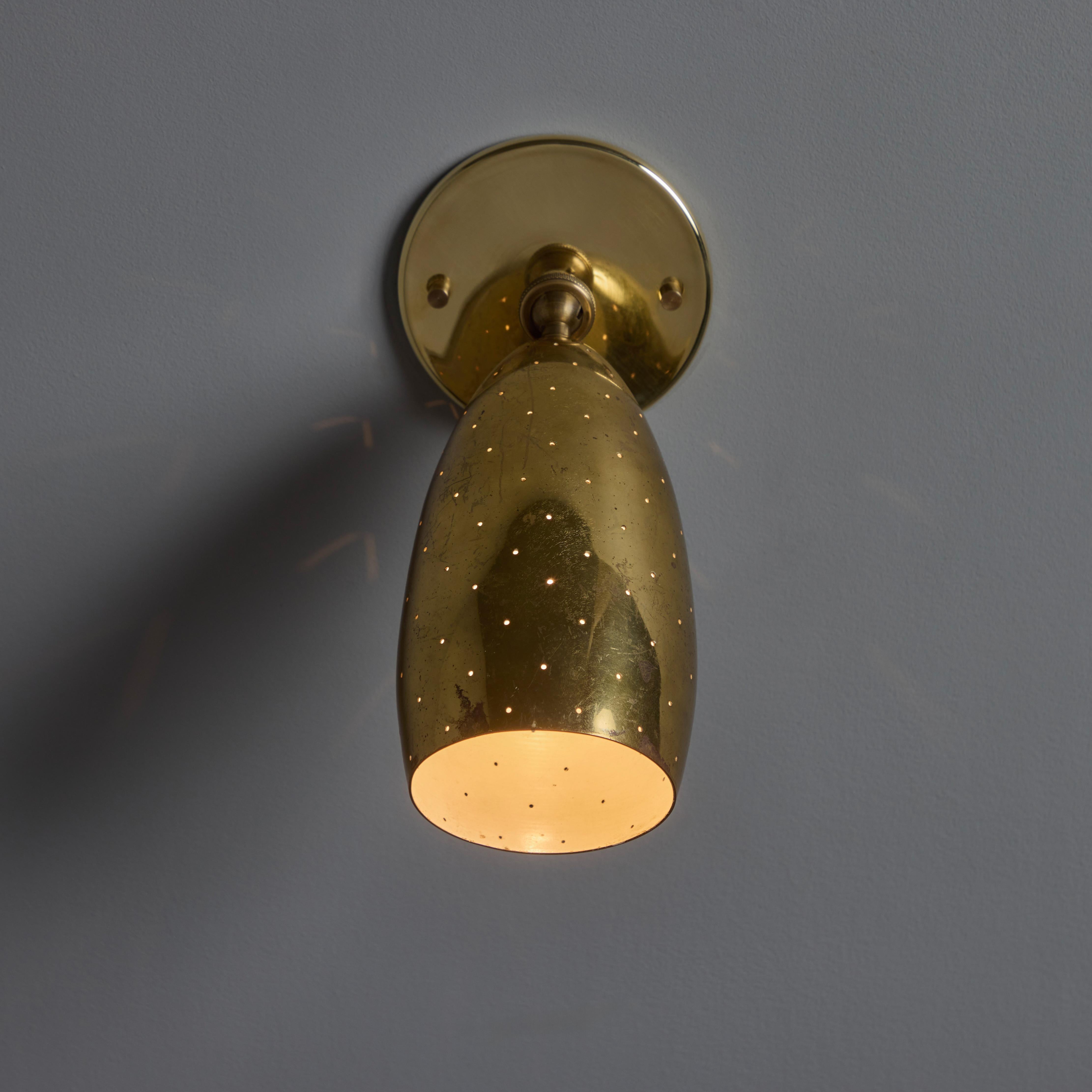 Pair of 1950s Mauri Almari Perforated Brass Sconces for Itsu For Sale 8