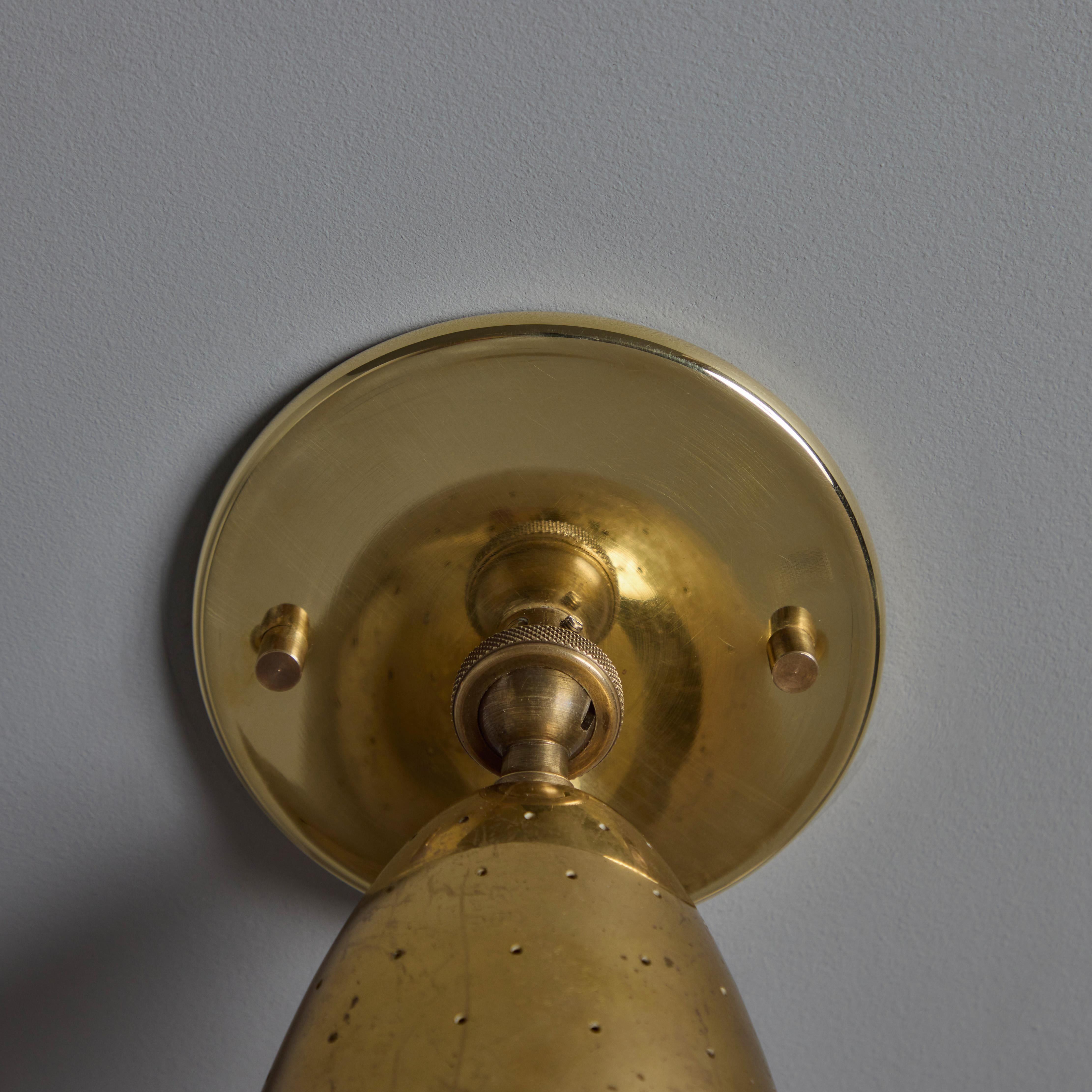 Pair of 1950s Mauri Almari Perforated Brass Sconces for Itsu For Sale 9
