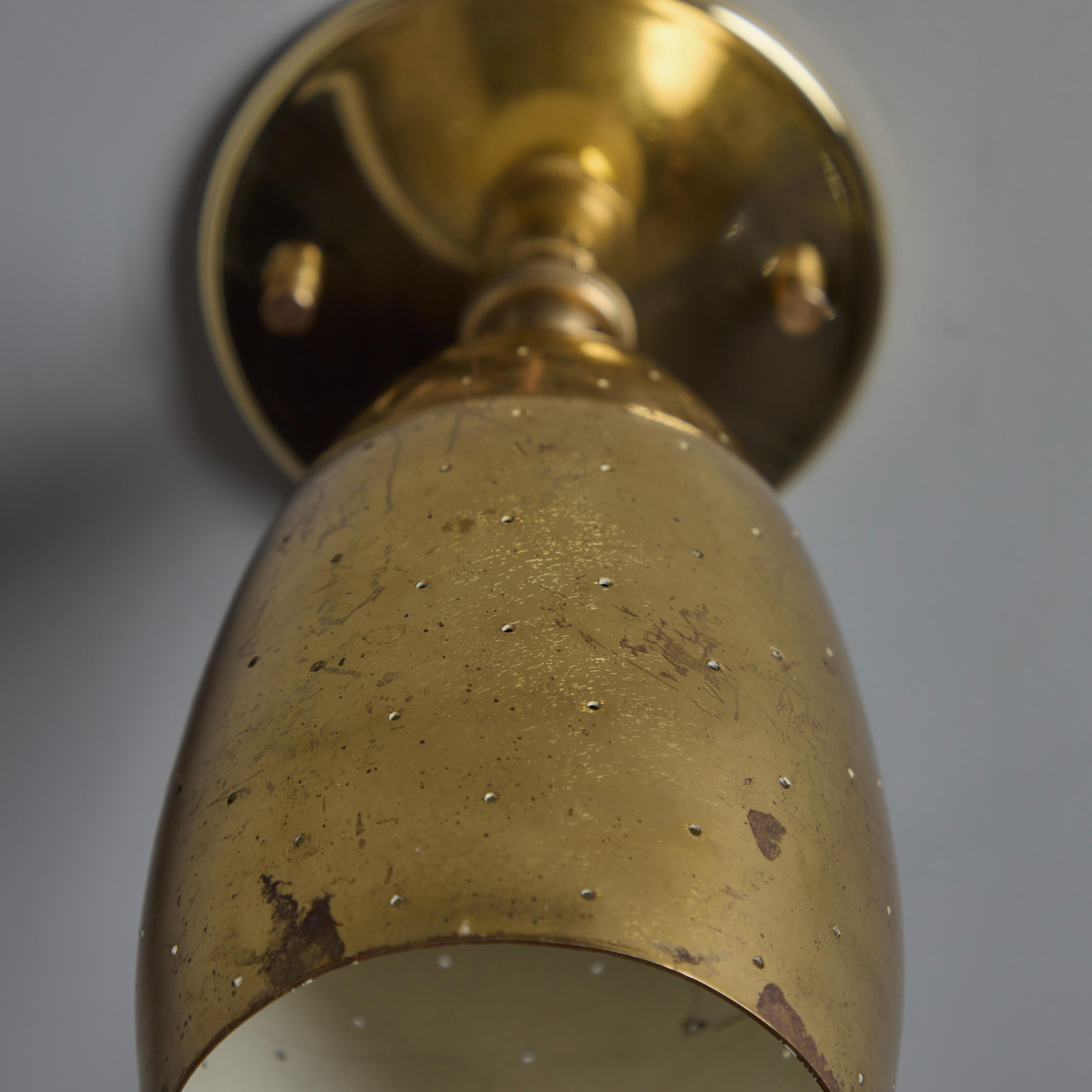 Pair of 1950s Mauri Almari Perforated Brass Sconces for Itsu For Sale 10