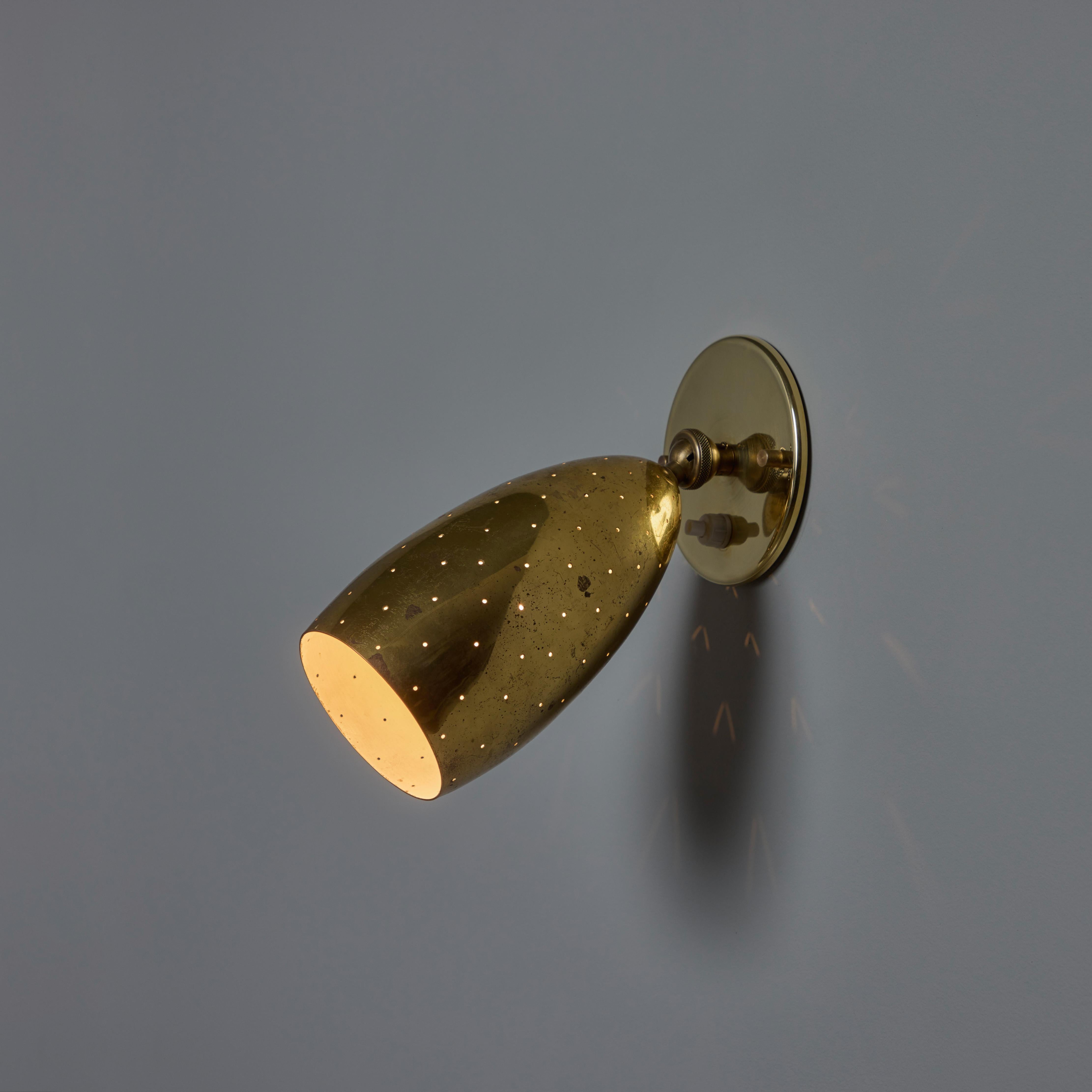 Pair of 1950s Mauri Almari Perforated Brass Sconces for Itsu For Sale 1
