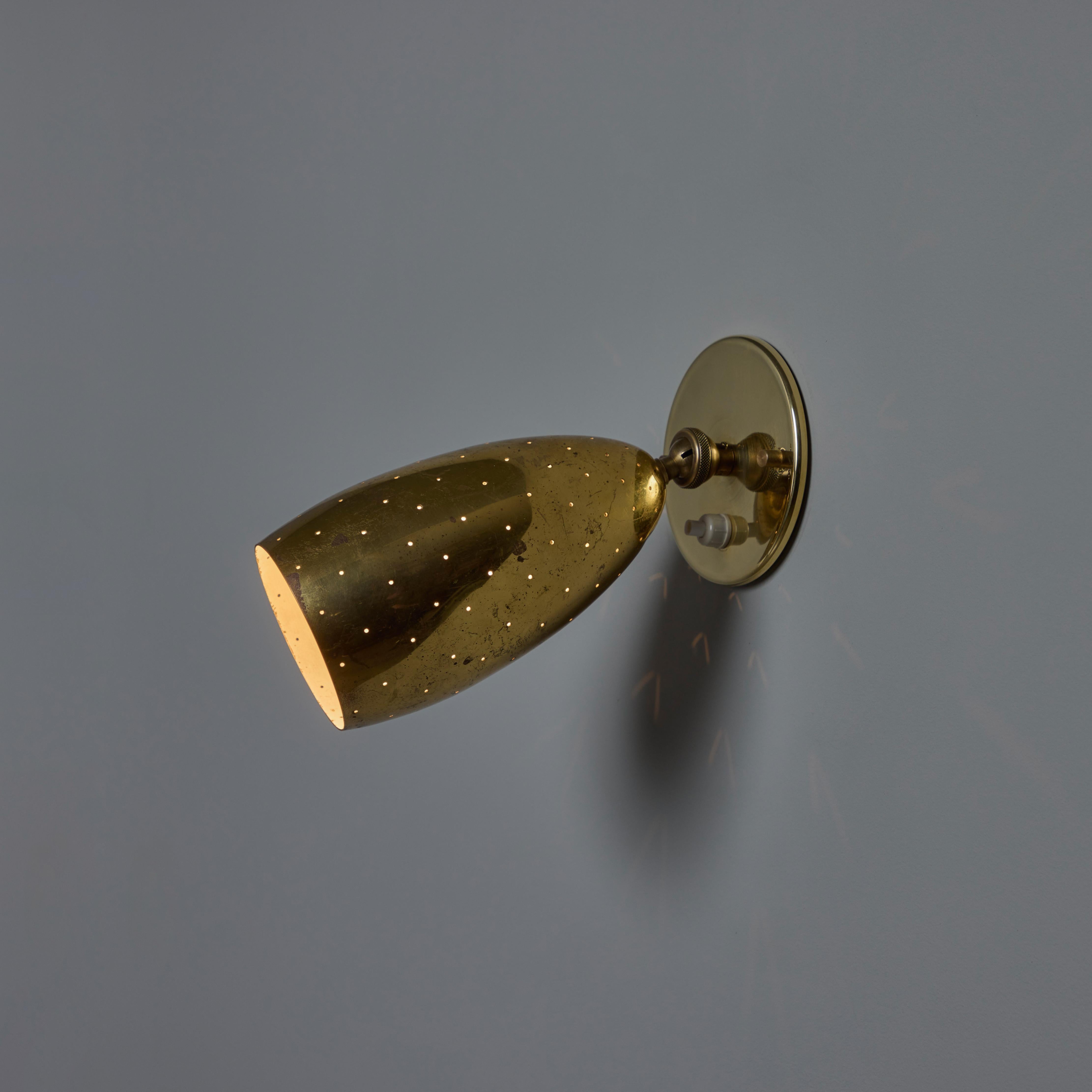 Pair of 1950s Mauri Almari Perforated Brass Sconces for Itsu For Sale 2
