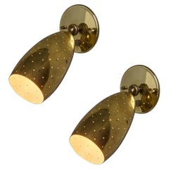 Pair of 1950s Mauri Almari Perforated Brass Sconces for Itsu