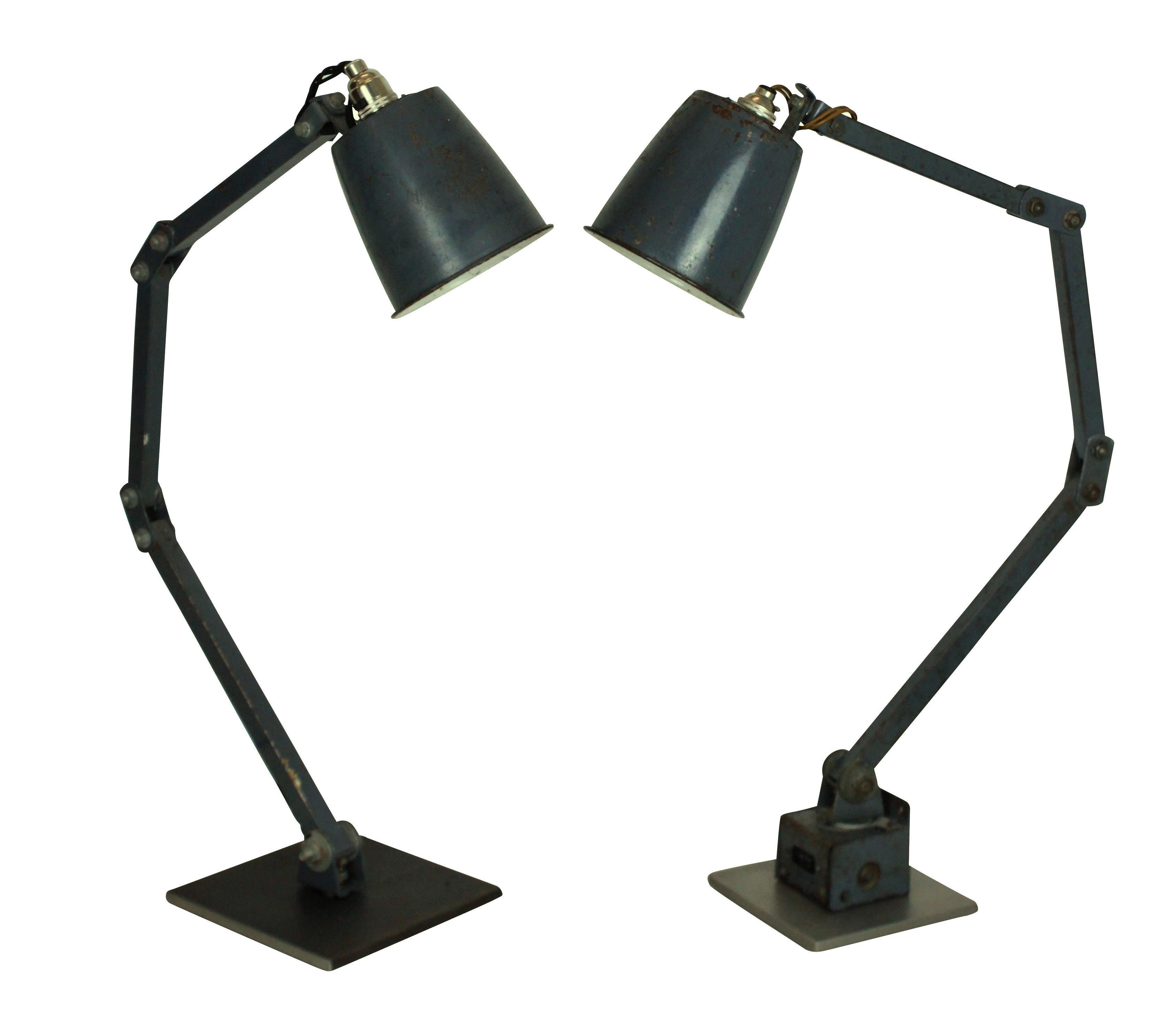 Iron Pair of 1950s Memlite Articulated Lamps