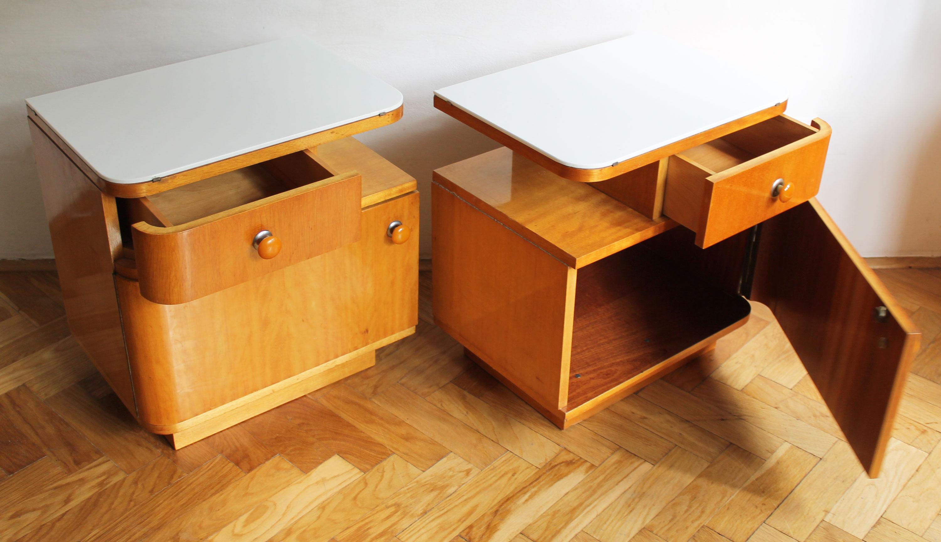 Mid-Century Modern Pair of 1950's Mid Century Bedside Tables