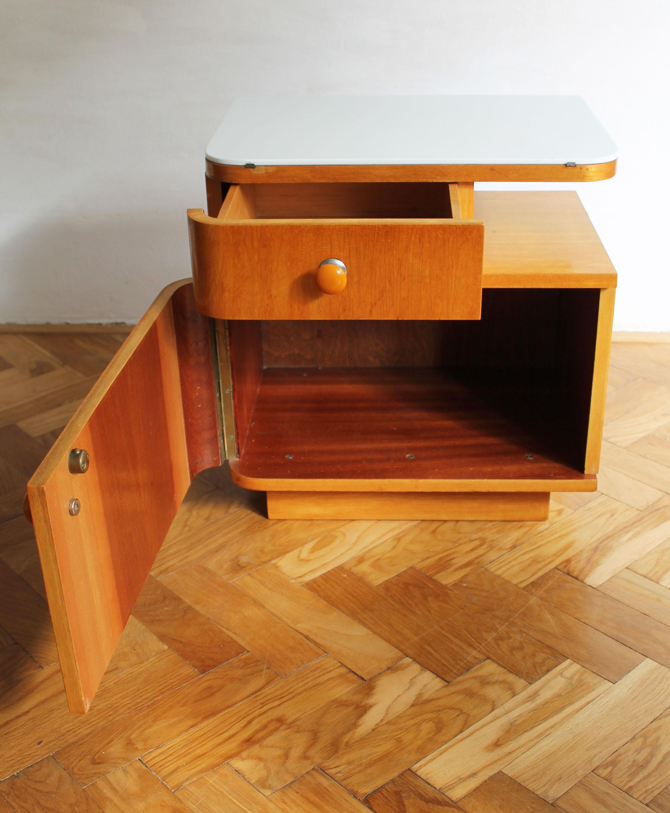 Pair of 1950's Mid Century Bedside Tables In Good Condition In Brno, CZ